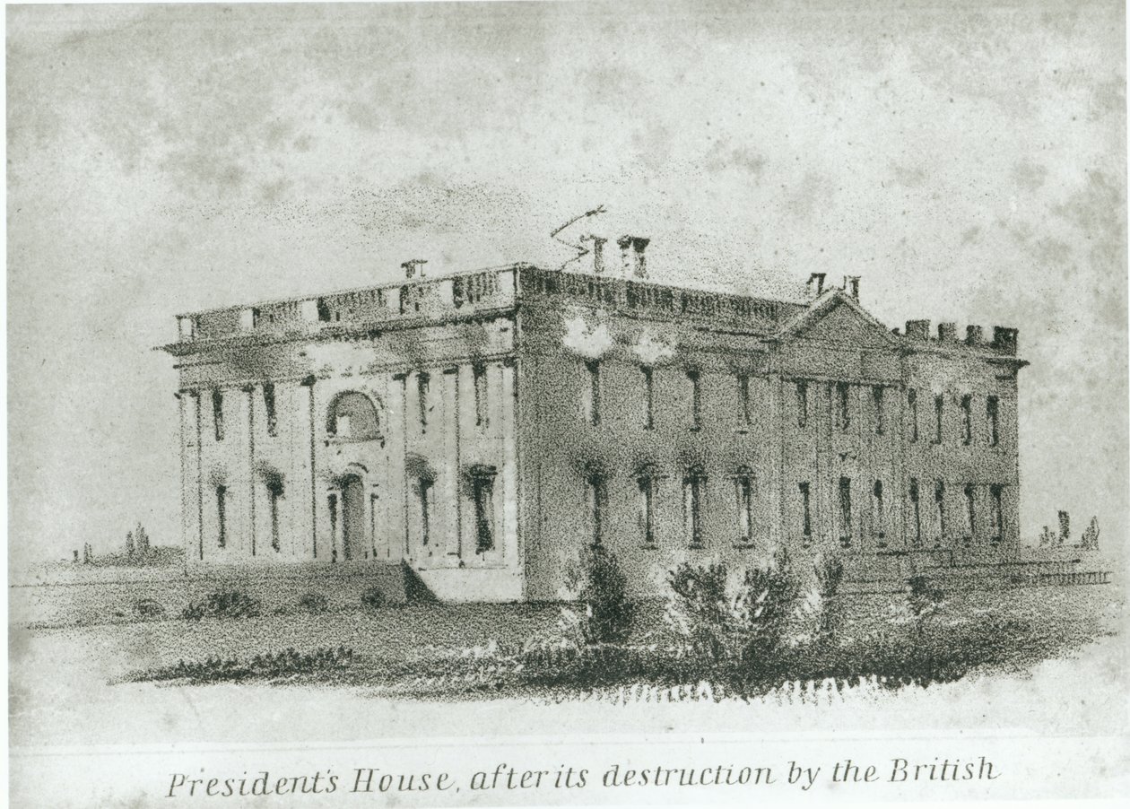 La maison du président après sa destruction par les Britanniques, de 