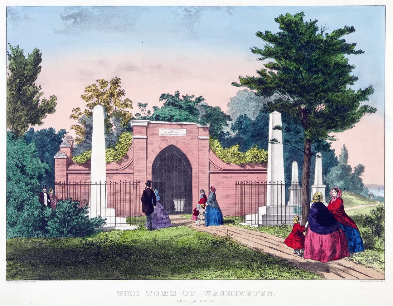 La tombe de Washington, Mount Vernon, Va., pub. c.1857 (lithographie en couleur) - American School