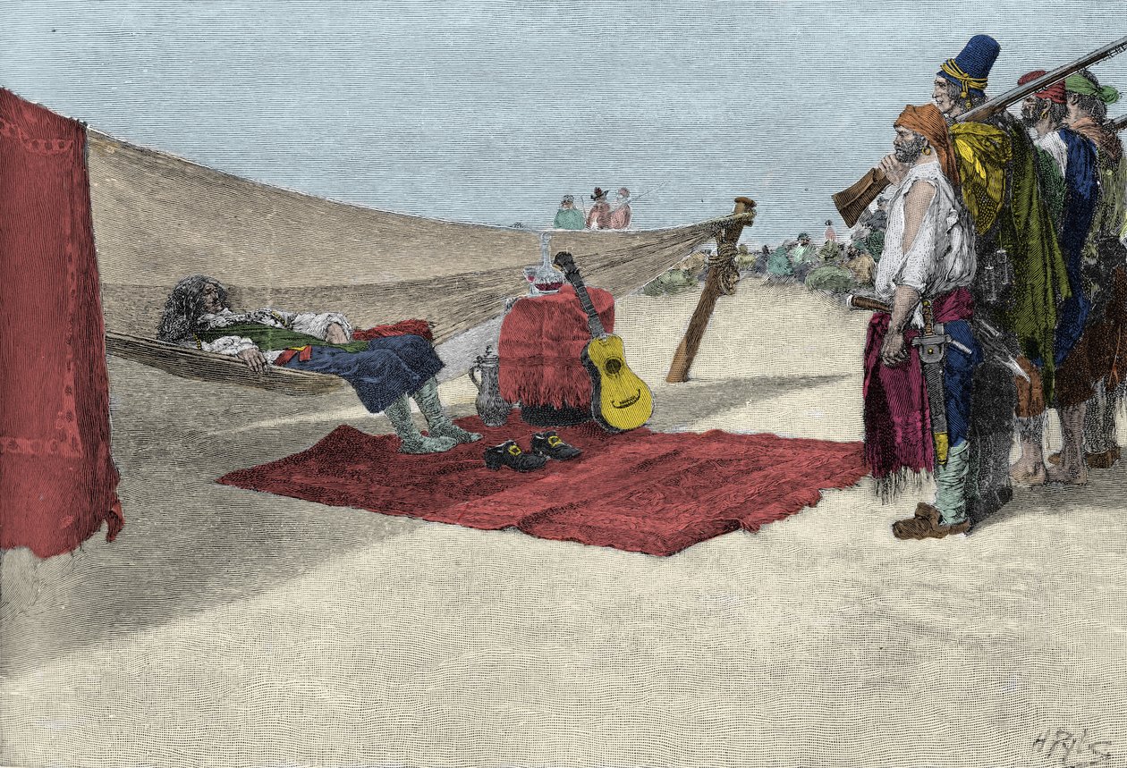 Le pirate Sir Henry Morgan recrutant des hommes pour l