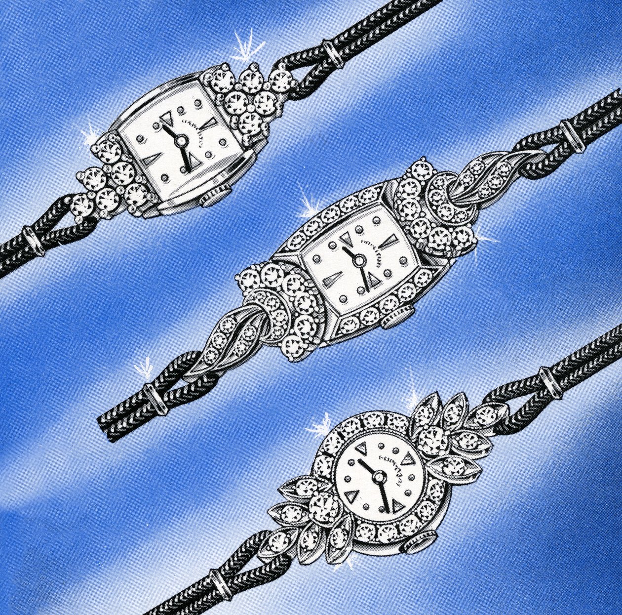 Trois Montres pour Dames en Or Blanc et Diamants - American School