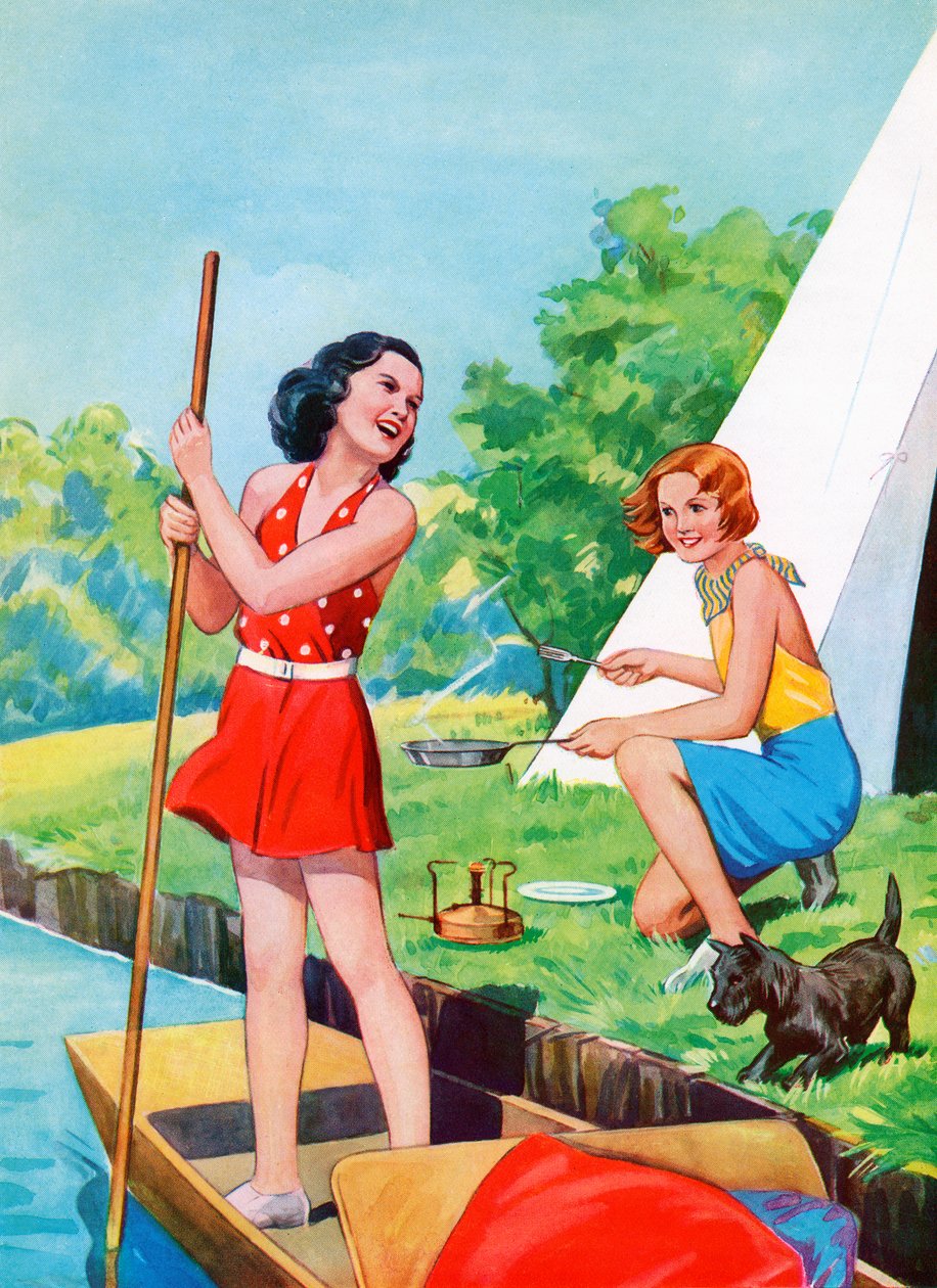 Deux jeunes filles en camping - American School