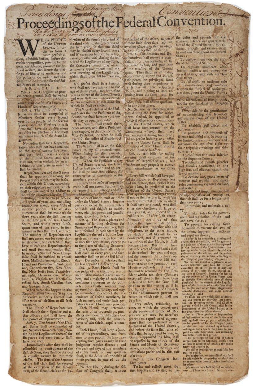 Constitution des États-Unis, vers le 10 septembre 1787 - American School