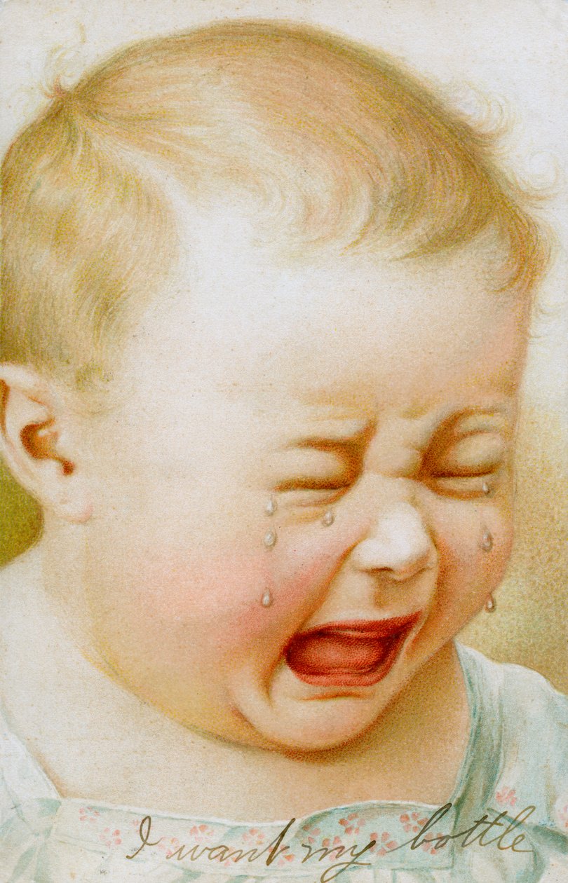 Graphique vintage de bébé pleurant - American School