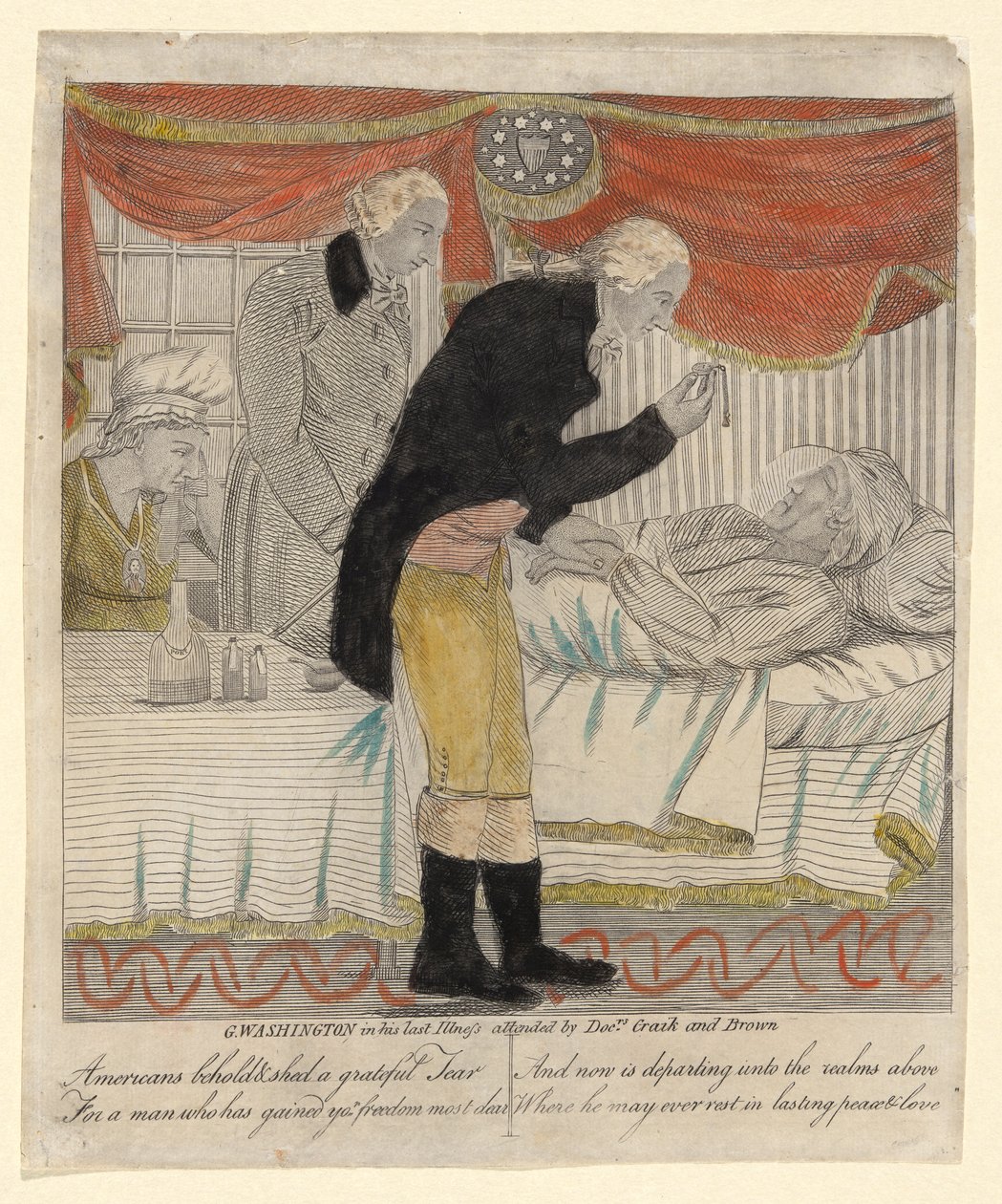 G. Washington dans sa dernière maladie assisté par les docteurs Craik et Brown - Amos Doolittle