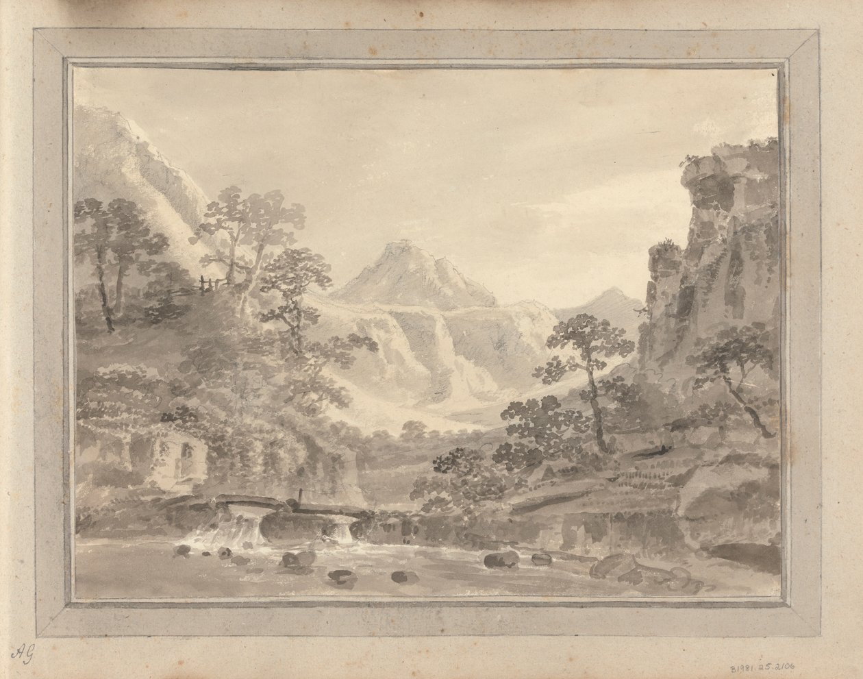 Vues en Angleterre, Écosse et Pays de Galles ; Tour en Écosse : Paysage montagneux avec pont - Amos Green