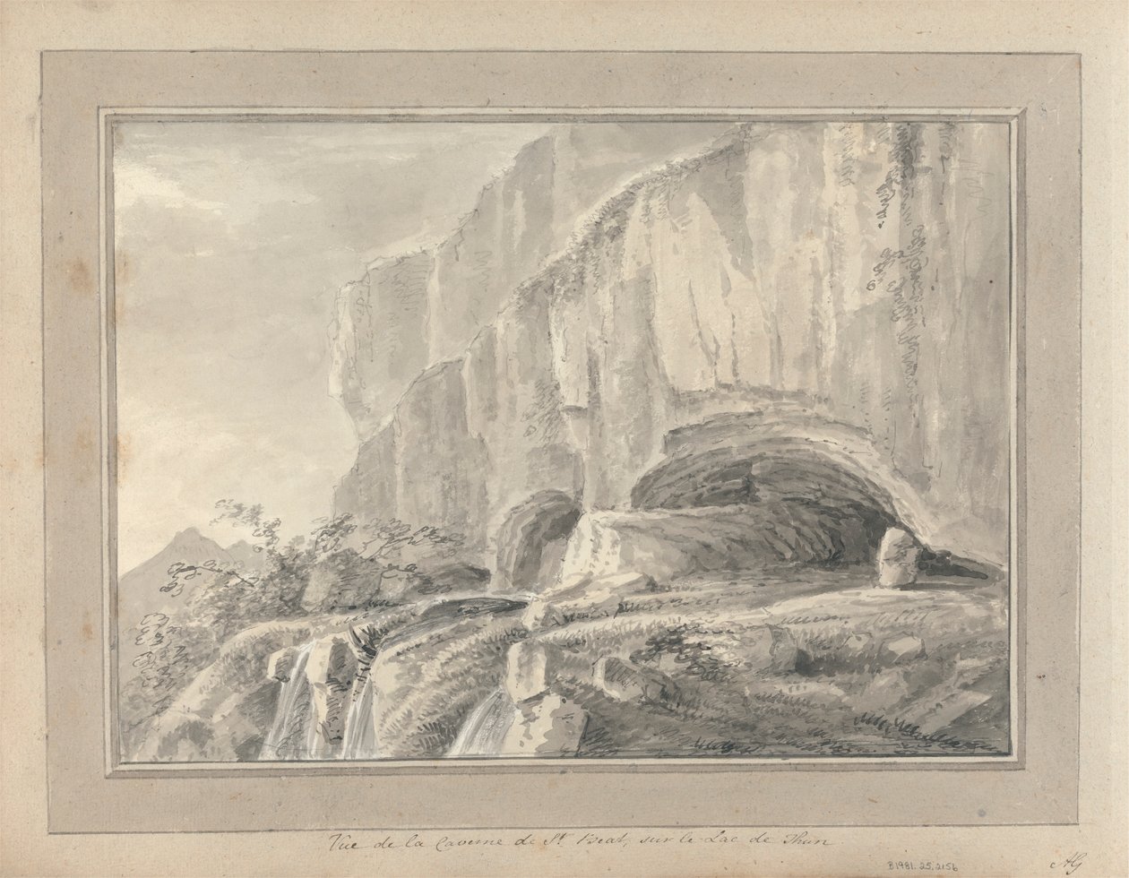 Vues en Angleterre, Écosse et Pays de Galles : Vue de la caverne de St. Beat, sur le lac de Thun - Amos Green