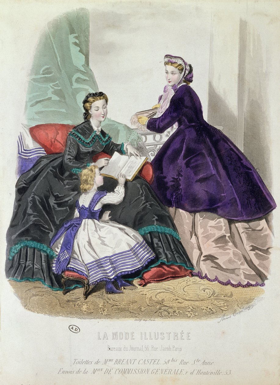 Planche de mode montrant des vêtements conçus par Madame Breant-Castel, de 