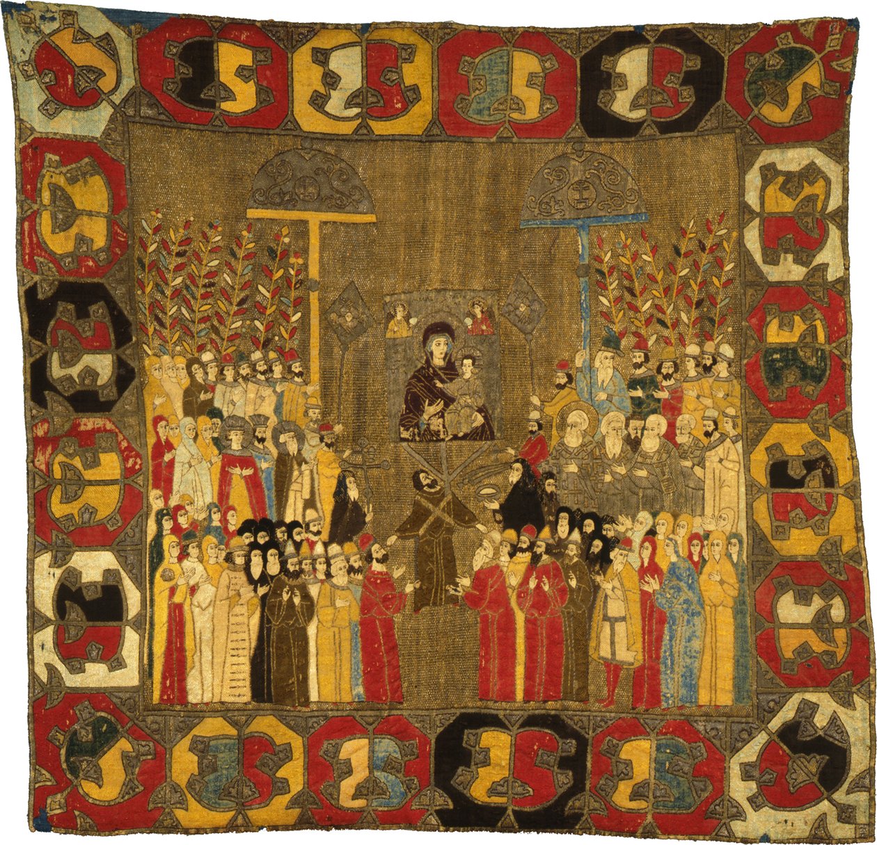 Procession du dimanche des Rameaux à Moscou le 8 avril 1498. Zoé Paléologue avec ses filles à gauche, Ivan III, Elena de Valachie, D, 1498 - Ancient Russian Art