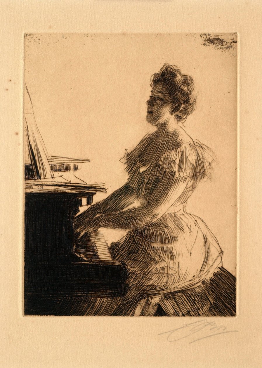 Au piano (Mademoiselle Anna Burnett) - Anders Leonard Zorn