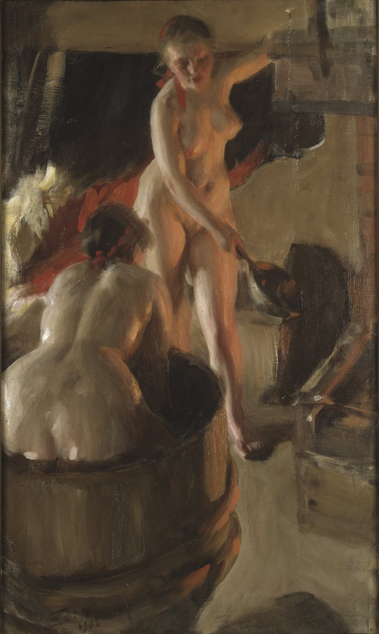 Filles de Dalécarlie prenant un bain par Anders Leonard Zorn - Anders Leonard Zorn