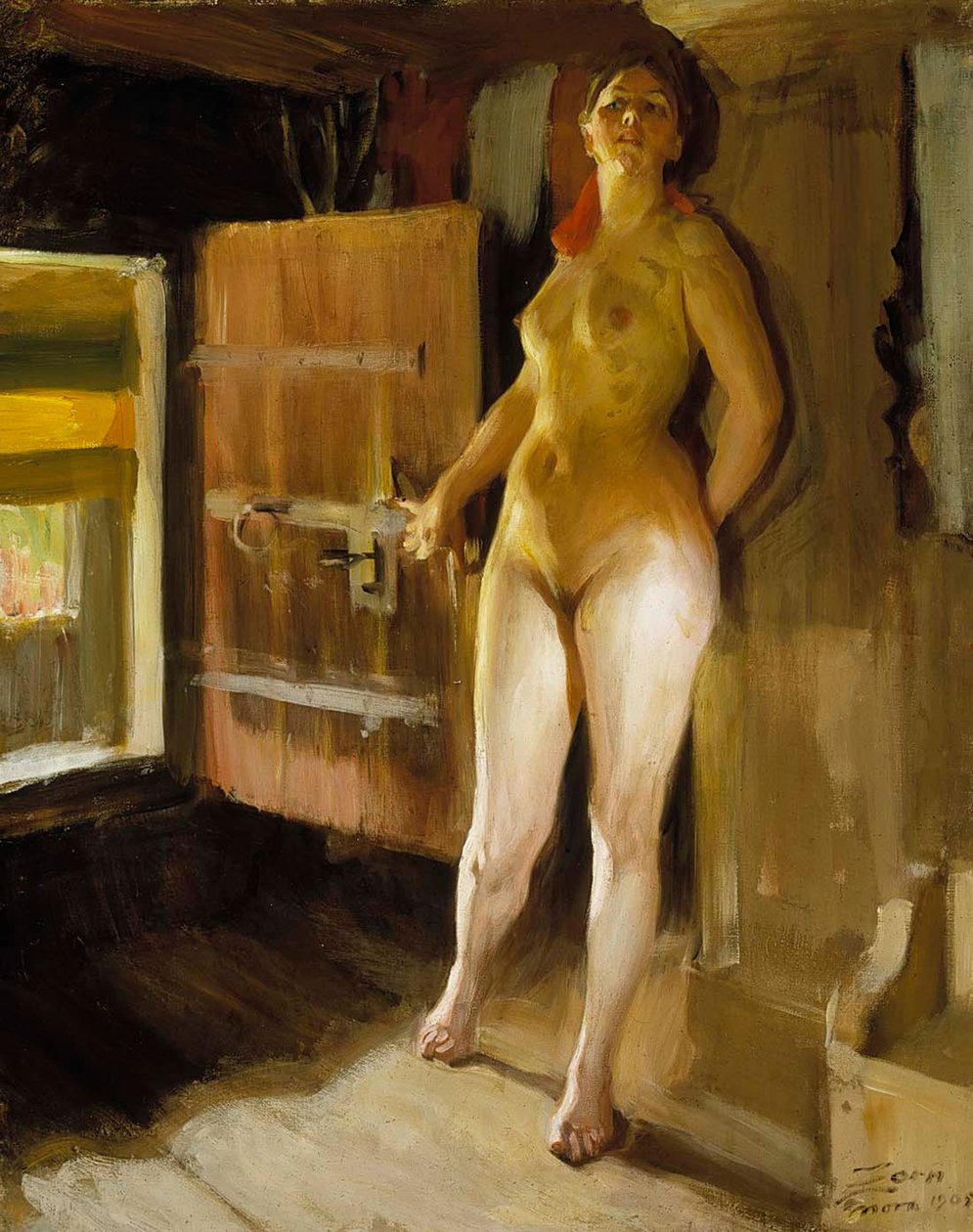 À la porte du grenier; jeune fille dans le grenier - Anders Zorn