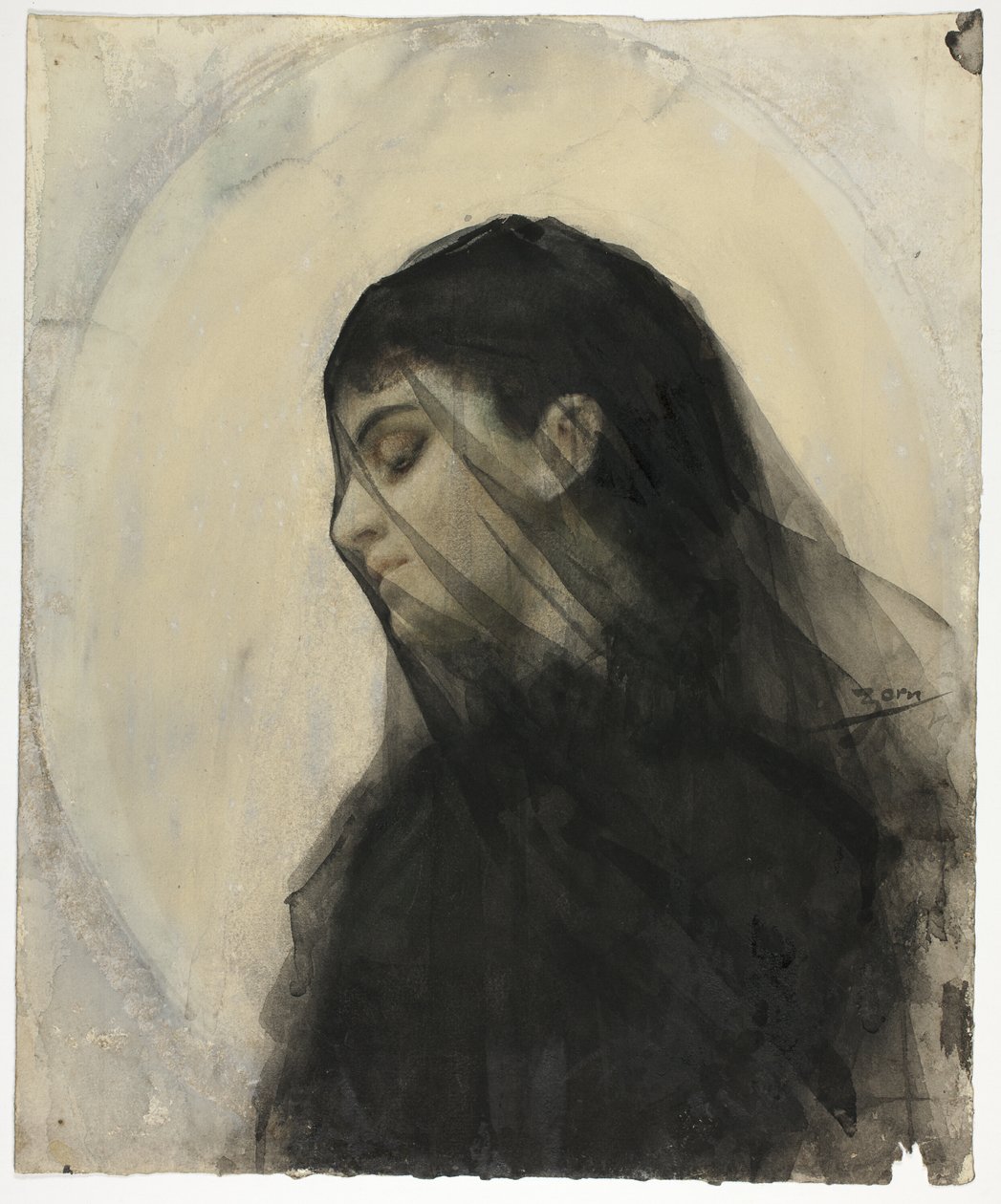 Tête de femme voilée - Anders Zorn