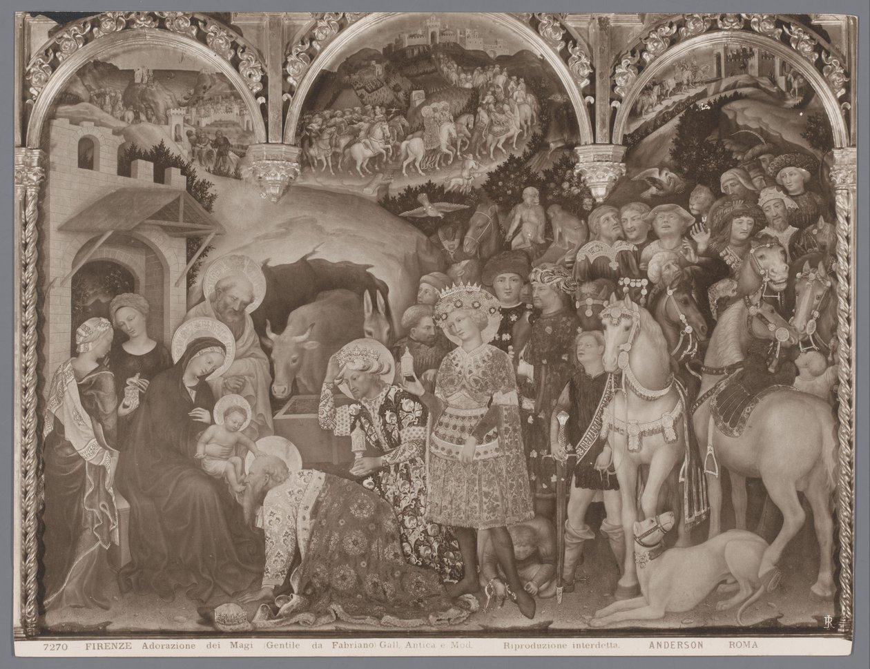 Reproduction photographique de la peinture Adoration des Mages par Gentile da Fabriano - Anderson (firma)