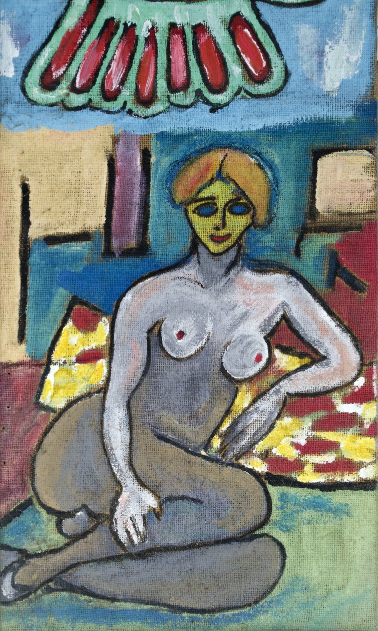 FEMME NUE AU VISAGE JAUNE, 2012 (acrylique sur toile de jute tendue sur un cadre en bois) - Ando Gilardi