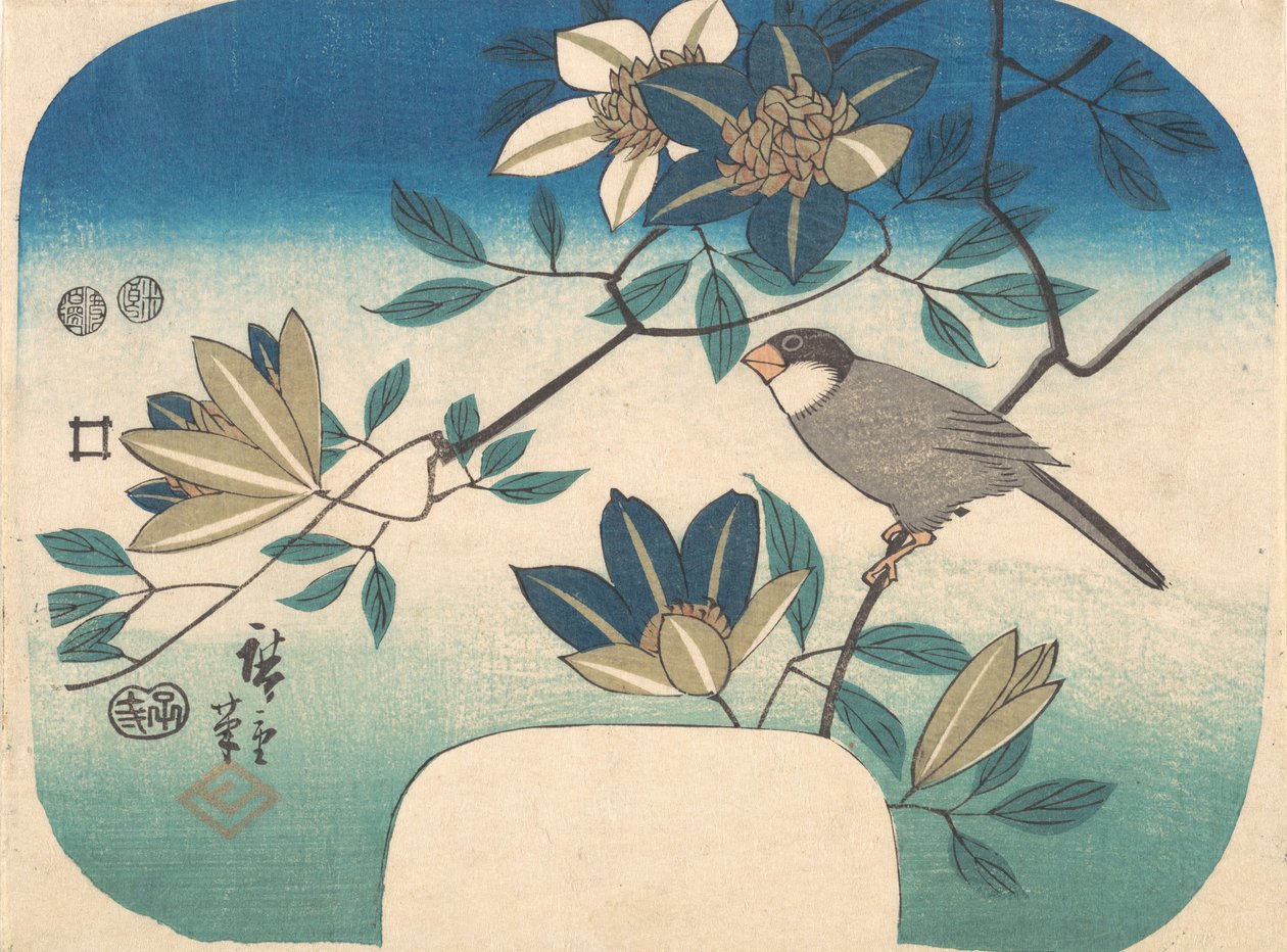 Clématite et oiseau, 1852 - Ando Hiroshige