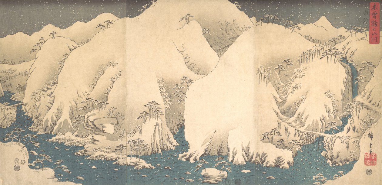 Les montagnes de Kiso sous la neige, daté du 8e mois de l
