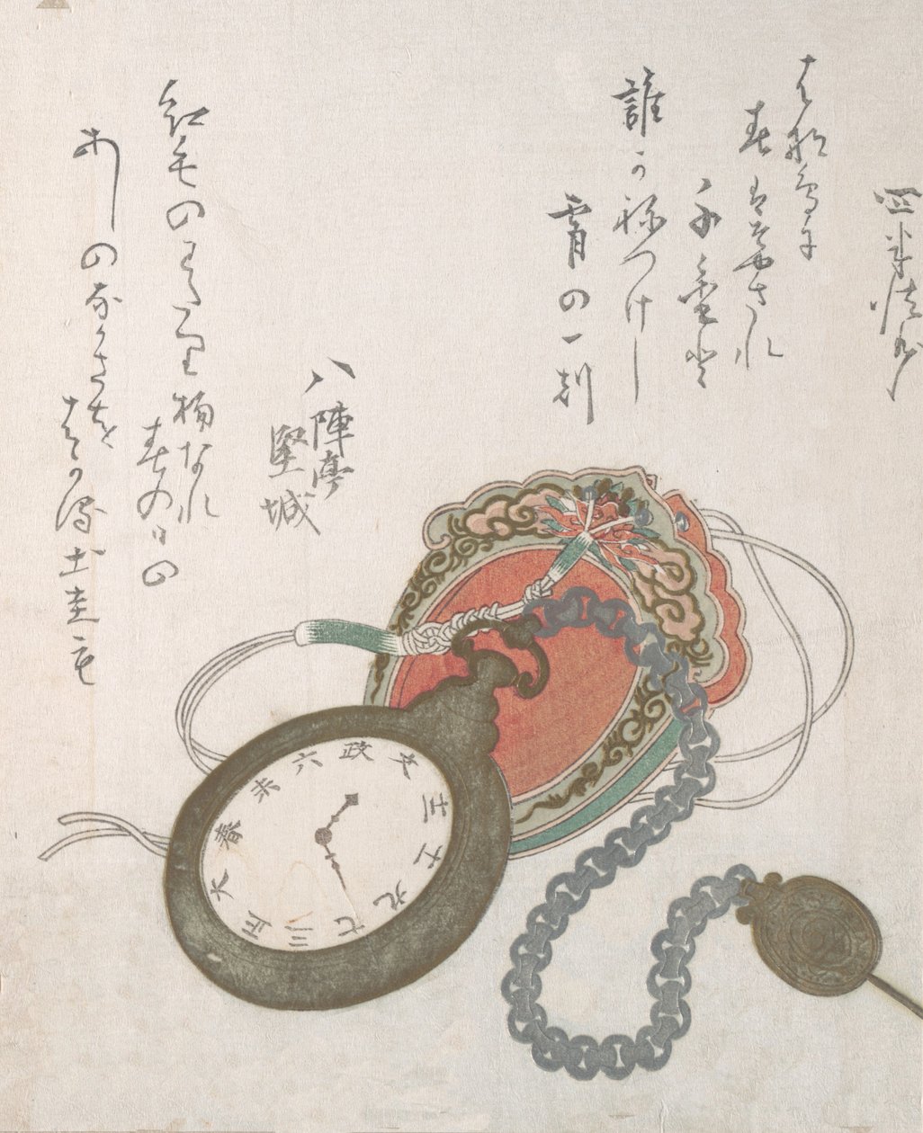 Montre de poche occidentale de la collection Pluie de printemps Harusame shu, vol. 3, datée 1823 - Ando Hiroshige