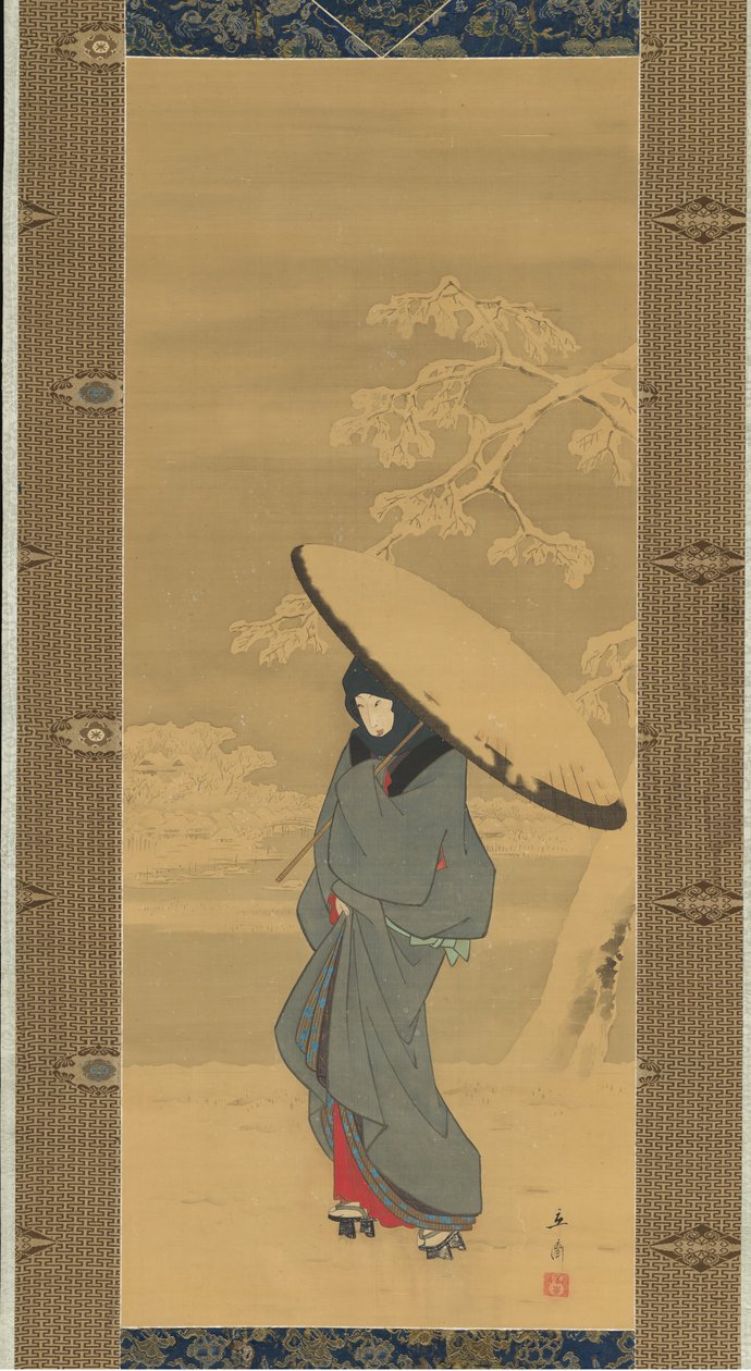 Femme marchant dans la neige, 1840s-début 1850s - Ando Hiroshige