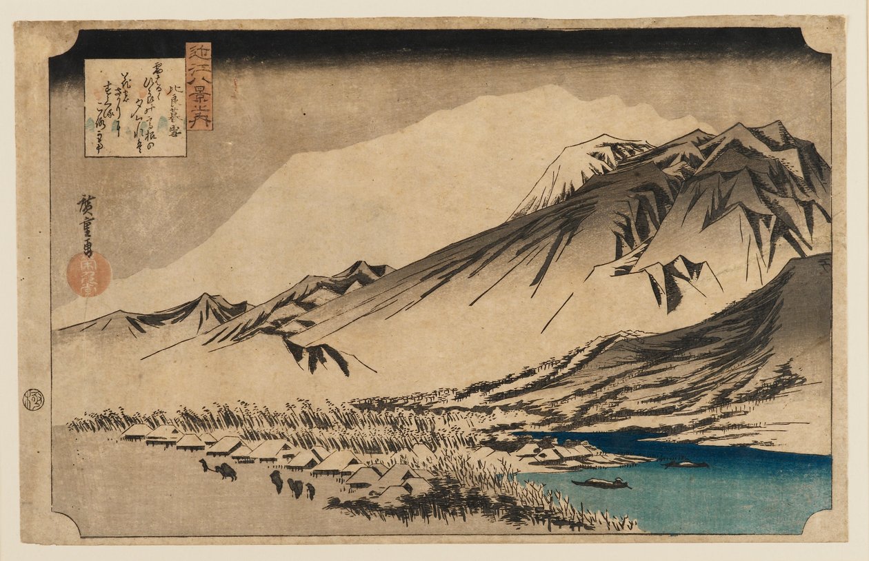 Gravure sur bois - Neige du soir au mont Hira, 1797-1858 - Ando Hiroshige