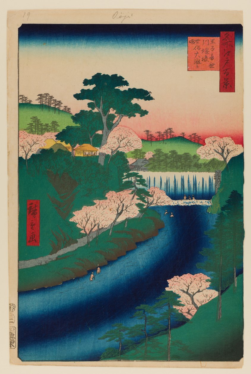 Barrage sur la rivière Otonashi à Oji - Ando or Utagawa Hiroshige