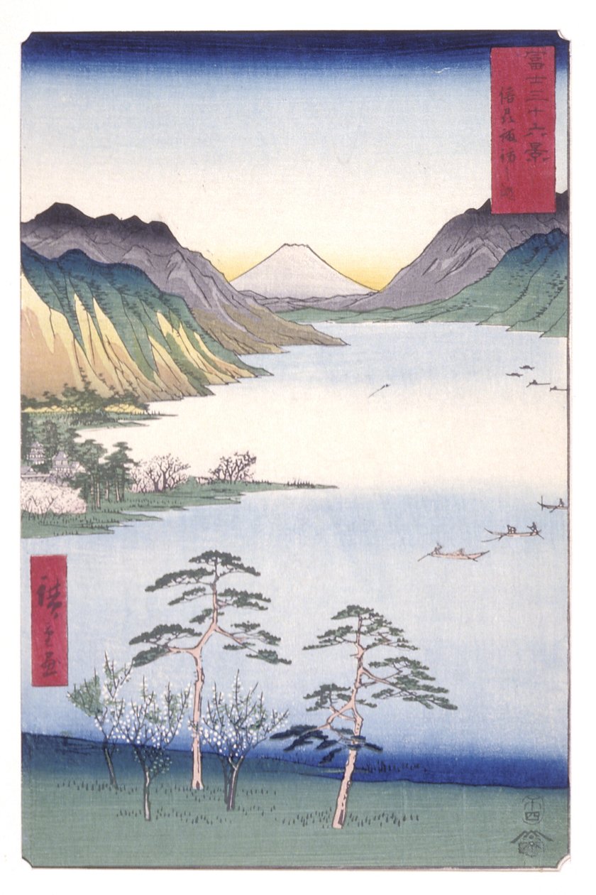 Lac Suwa dans la province de Shinano (Shinano Suwa No Ko) - Ando or Utagawa Hiroshige
