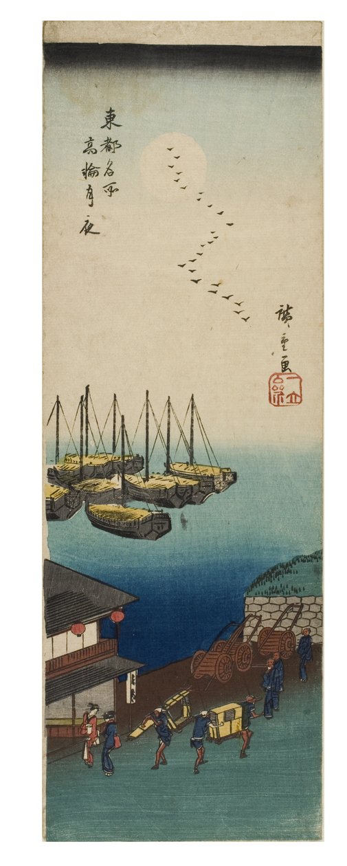 Soirée au clair de lune à Takanawa de la série Vues célèbres de la capitale orientale, vers 1837-1838 (gravure sur papier) - Ando or Utagawa Hiroshige