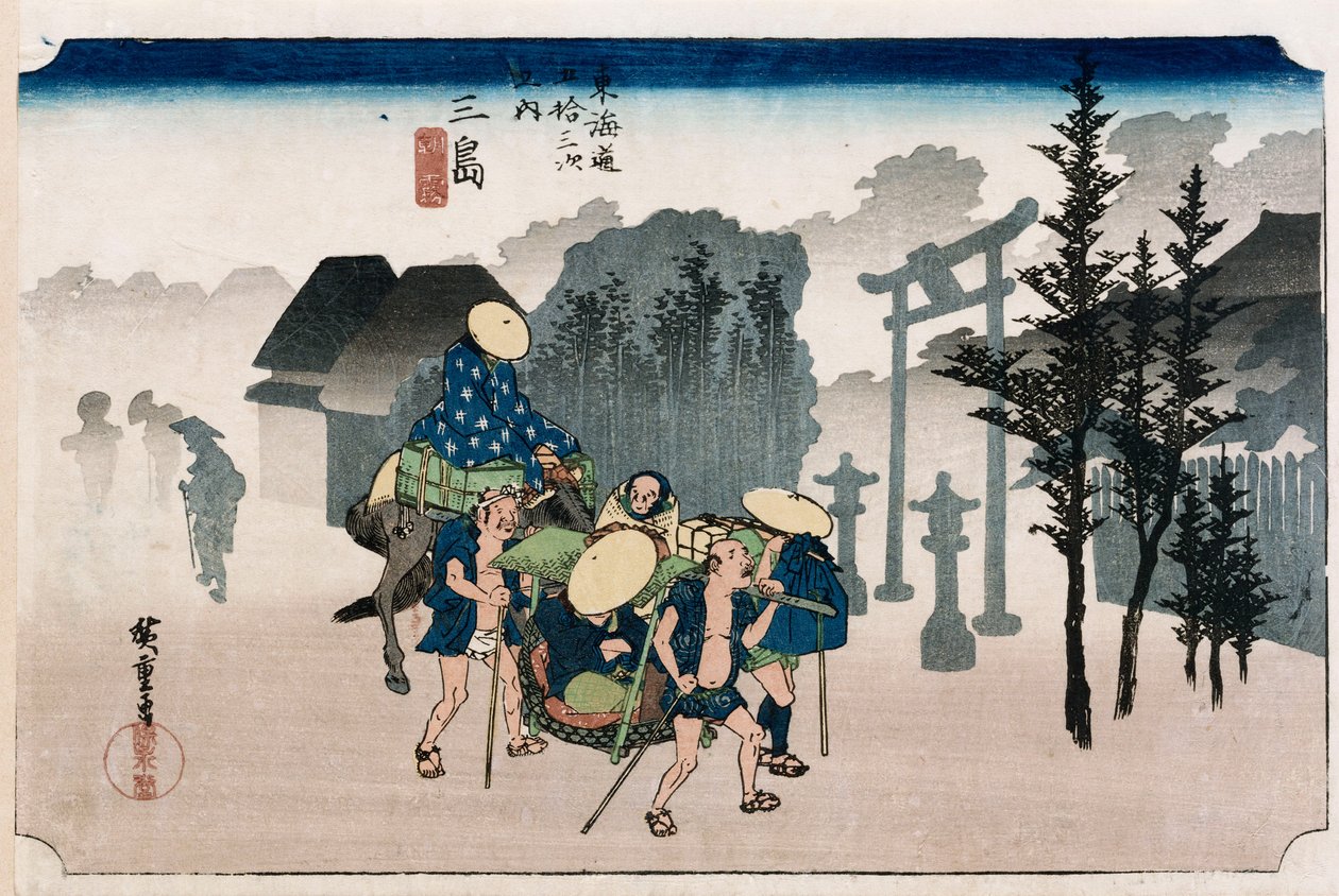 Brume matinale à Mishima, de la série "Les cinquante-trois stations du Tōkaidō" - Ando or Utagawa Hiroshige