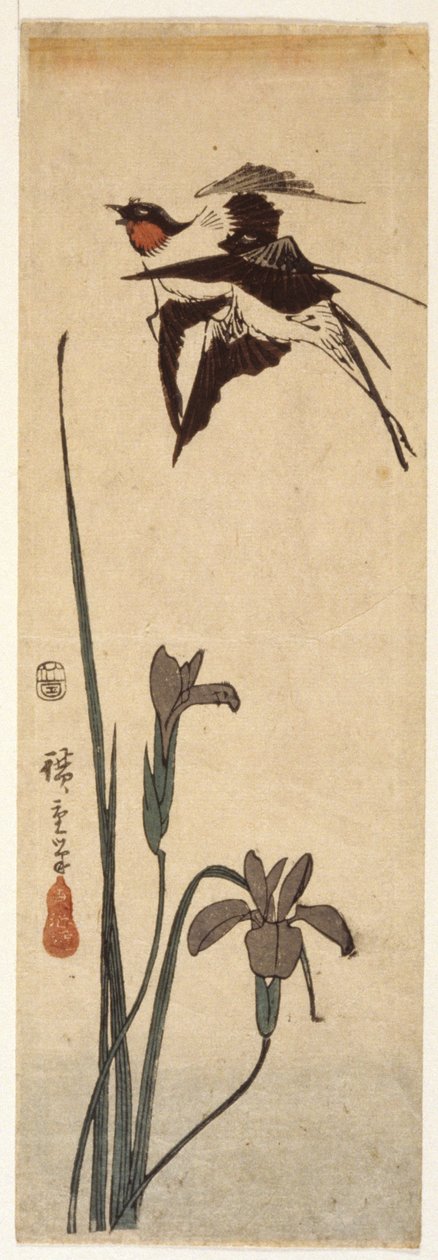 Hirondelles Et Iris - Ando or Utagawa Hiroshige