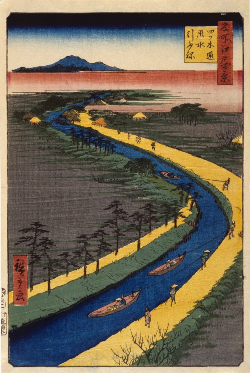 Remorqueurs sur le canal Yotsugidōri - Ando or Utagawa Hiroshige