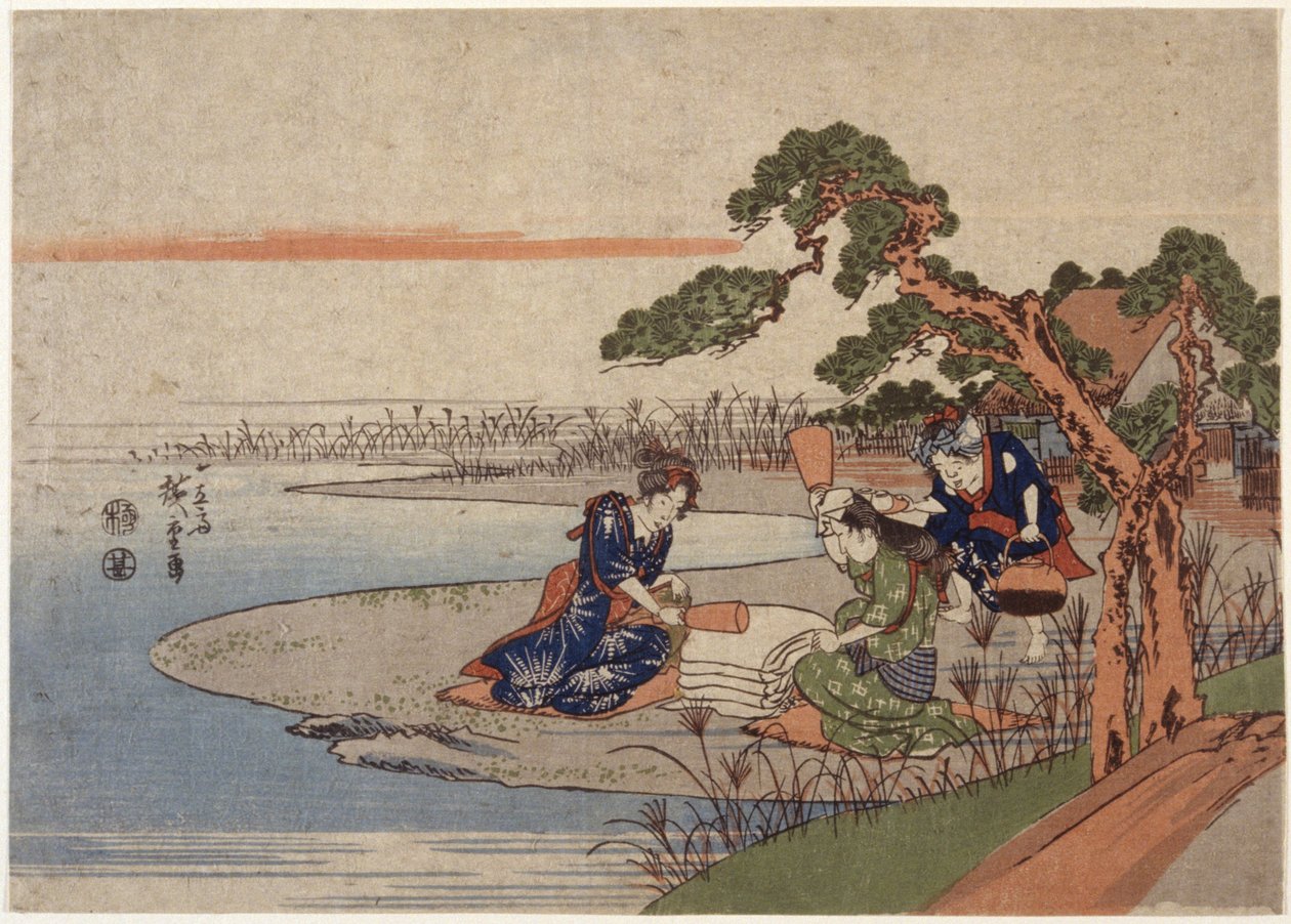 Femmes préparant du tissu - Ando or Utagawa Hiroshige