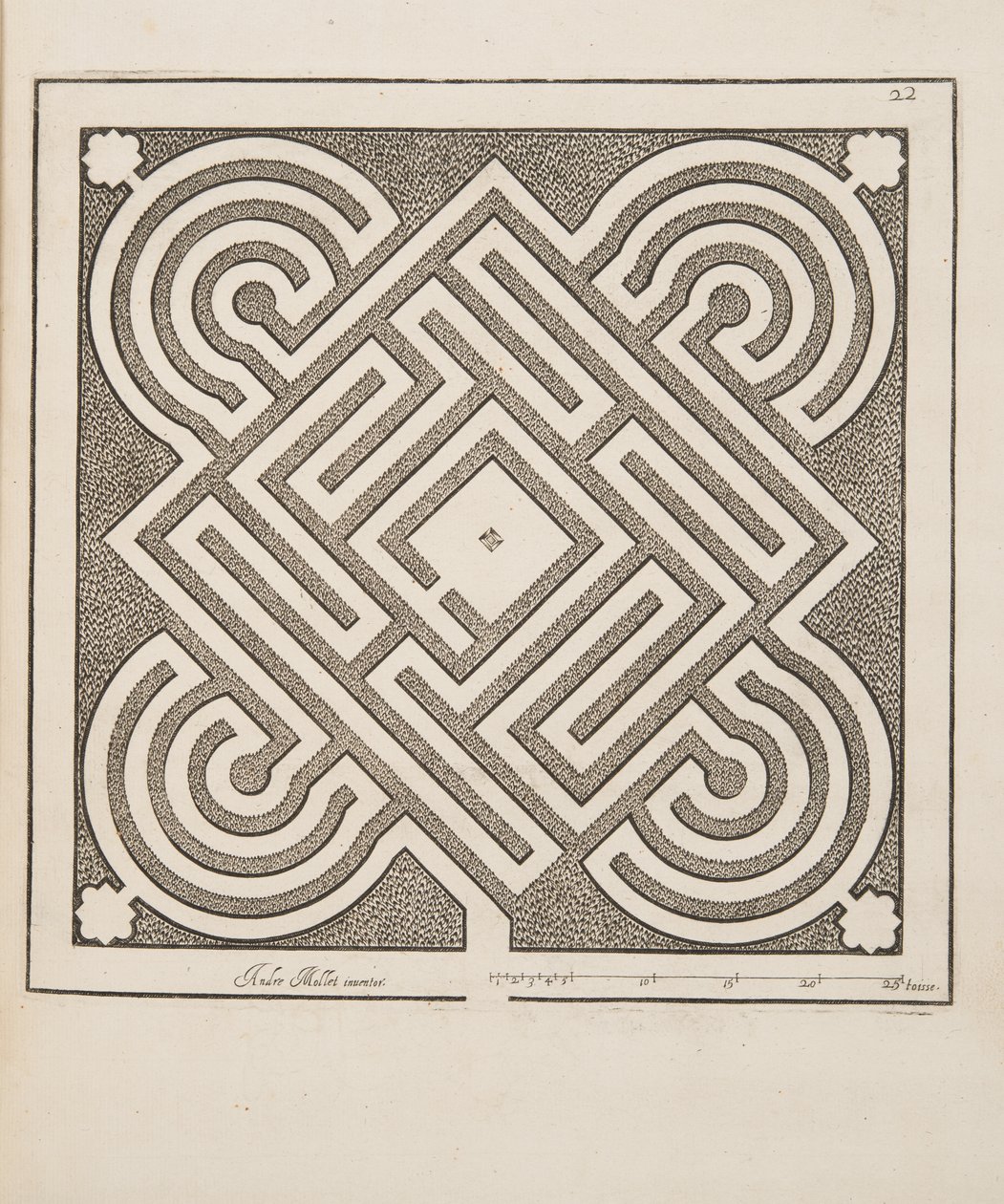 Conception de parterre, du Théâtre des Plans et Jardinages, pub.1652 (gravure) - André Mollet