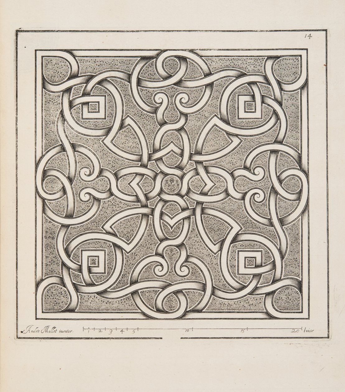 Conception pour un parterre, du Théâtre des Plans et Jardinages, pub.1652 - André Mollet