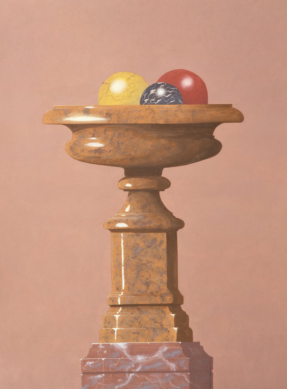 Vase en marbre, boules de marbre rouge, noir et jaune - Andras Kaldor