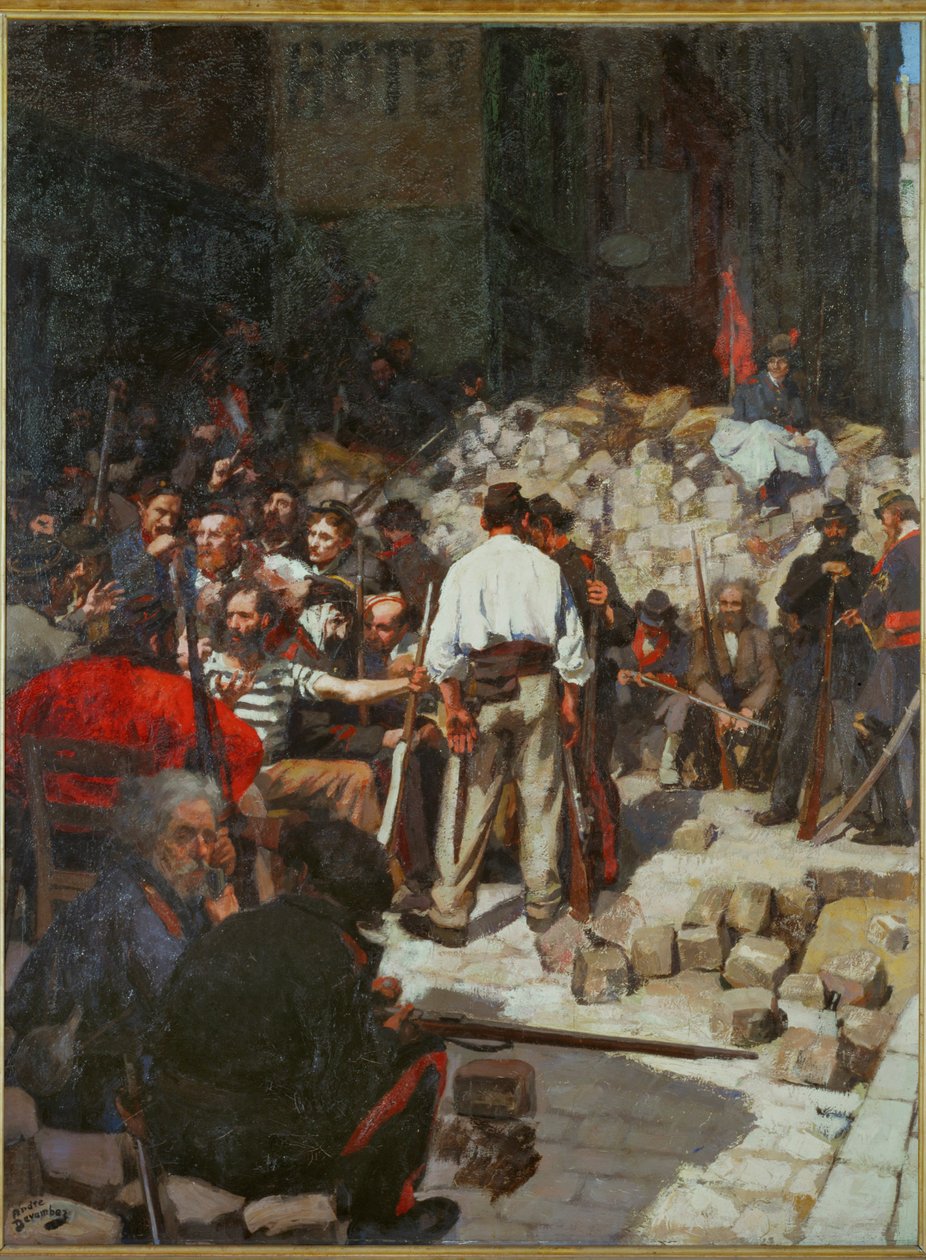 La Commune : La barricade ... (peinture sur toile) - Andre Devambez