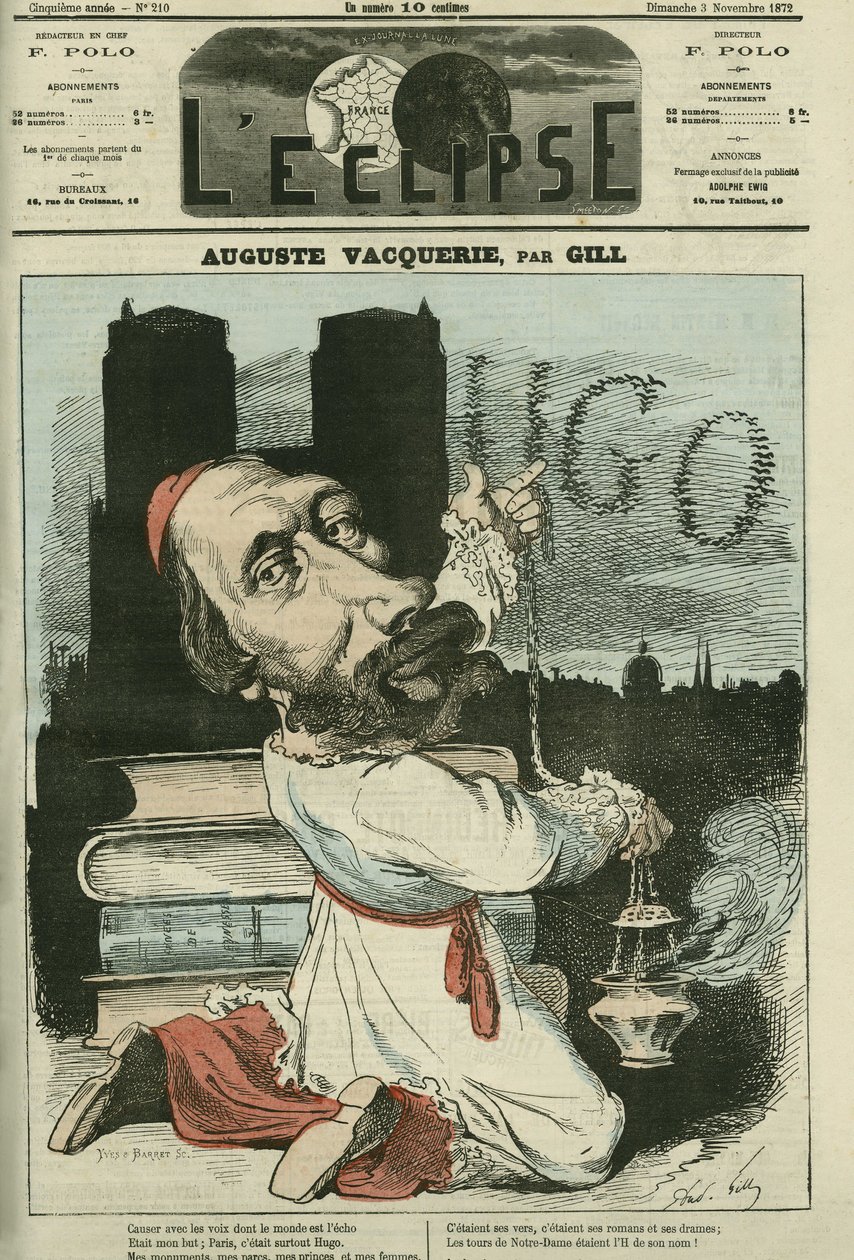 Auguste Vacquerie (1819-1895), poète, dramaturge et journaliste français. Couverture dans « L
