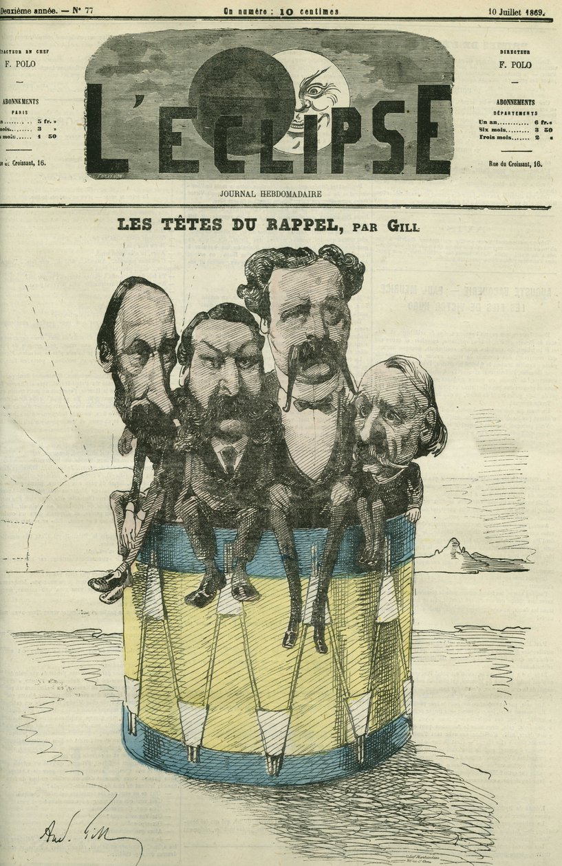 Auguste Vacquerie (1819-1895), Victor Hugo (1802-1885), Charles Hugo (1826-1871), et Paul Meurice (1818-1905), hommes de lettres français. Couverture dans « L
