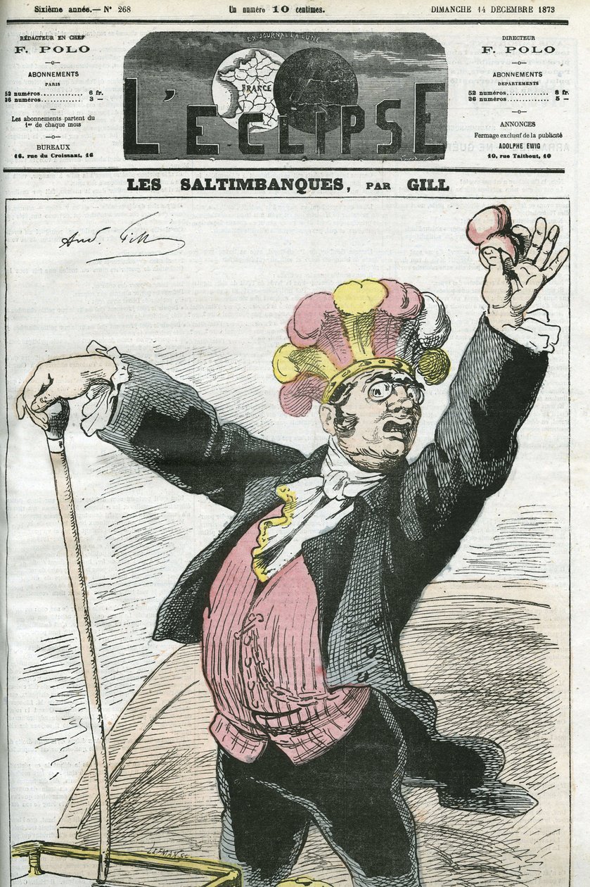 Caricature Les Saltimbanques, rip! Ne vous battez pas!, série sur les charlatans. Couverture dans L