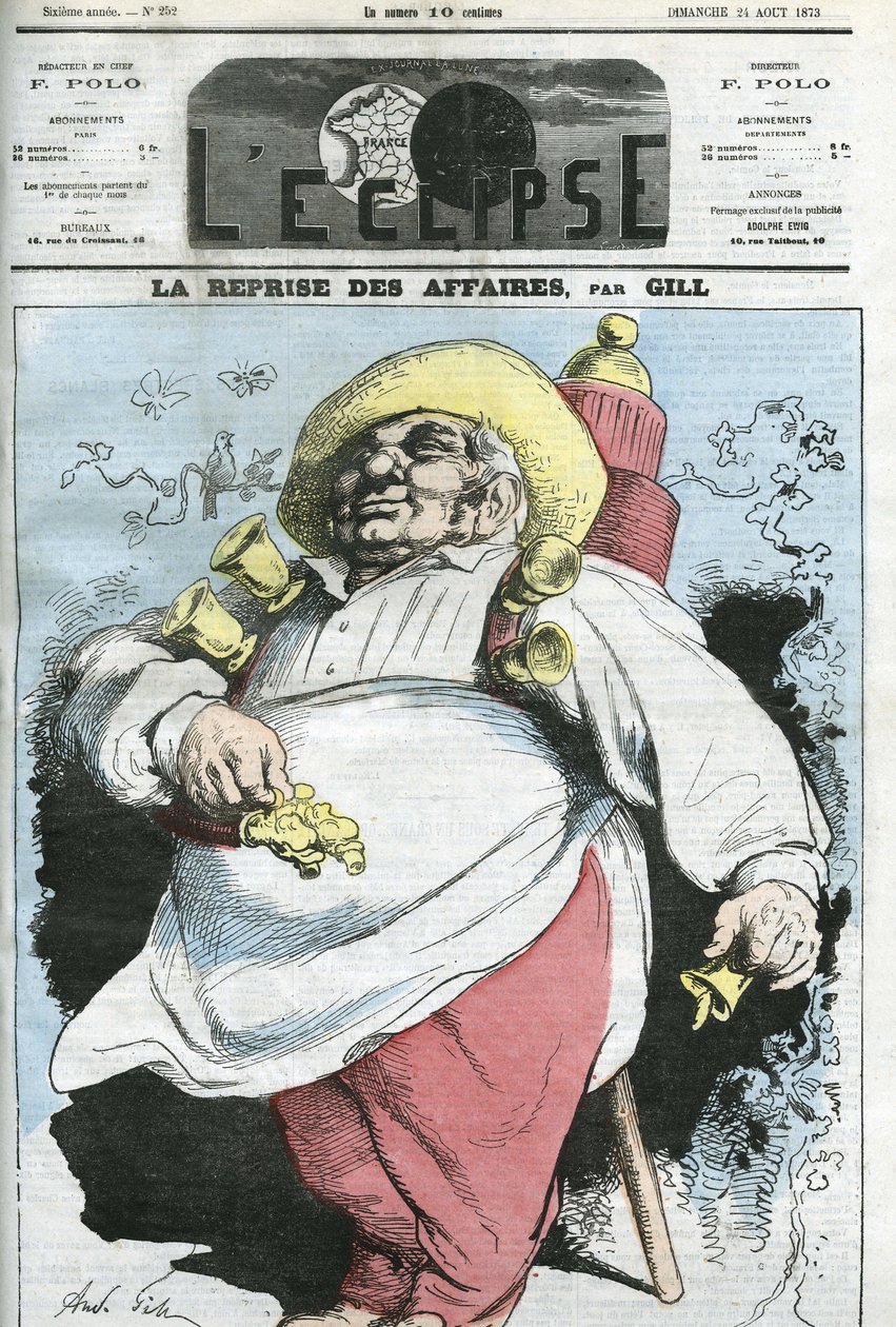 Caricature « reprise des affaires ». Couverture dans « L