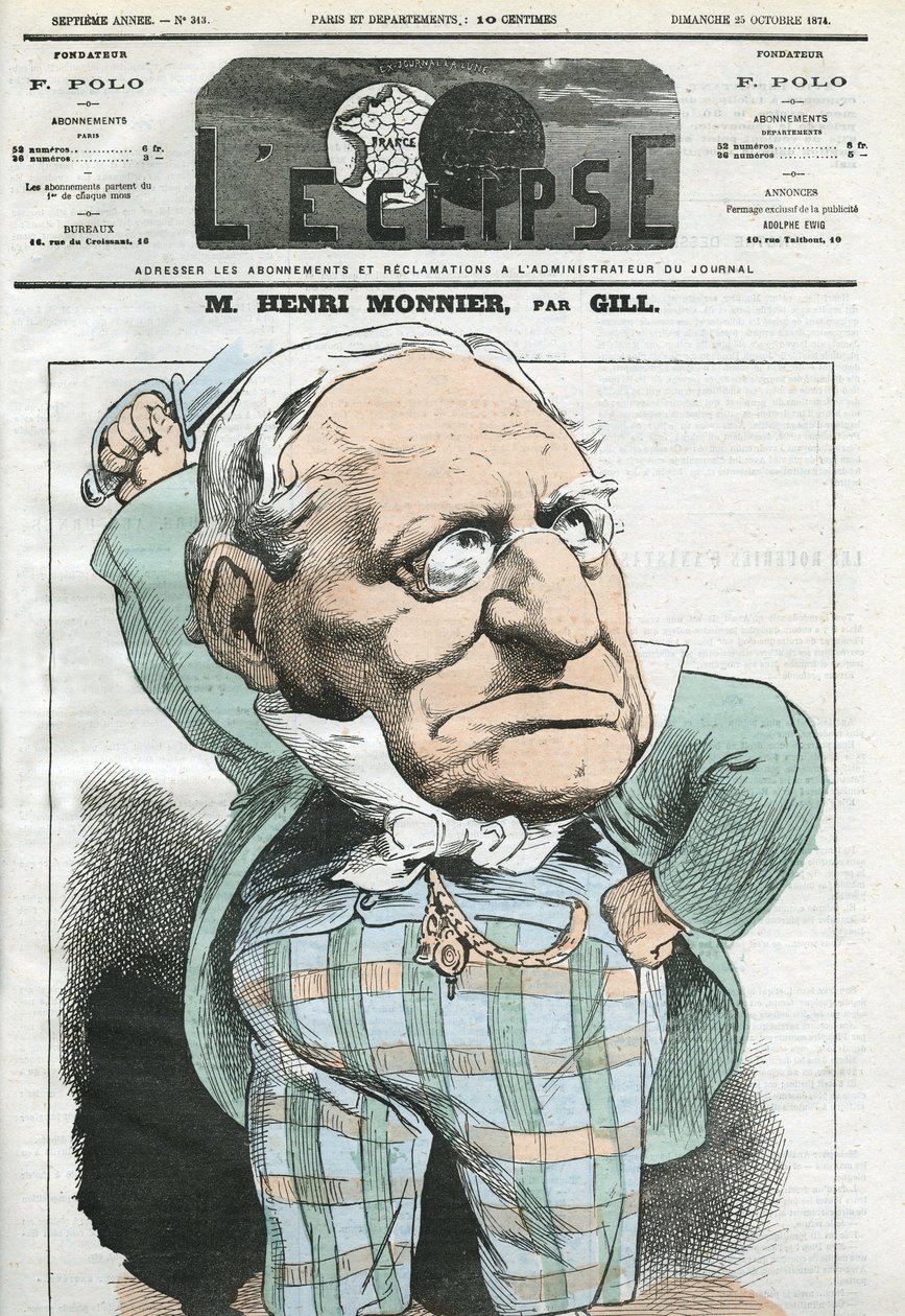 Caricature par Henri Monnier (1799-1877), dramaturge, caricaturiste et acteur français. Couverture de "L