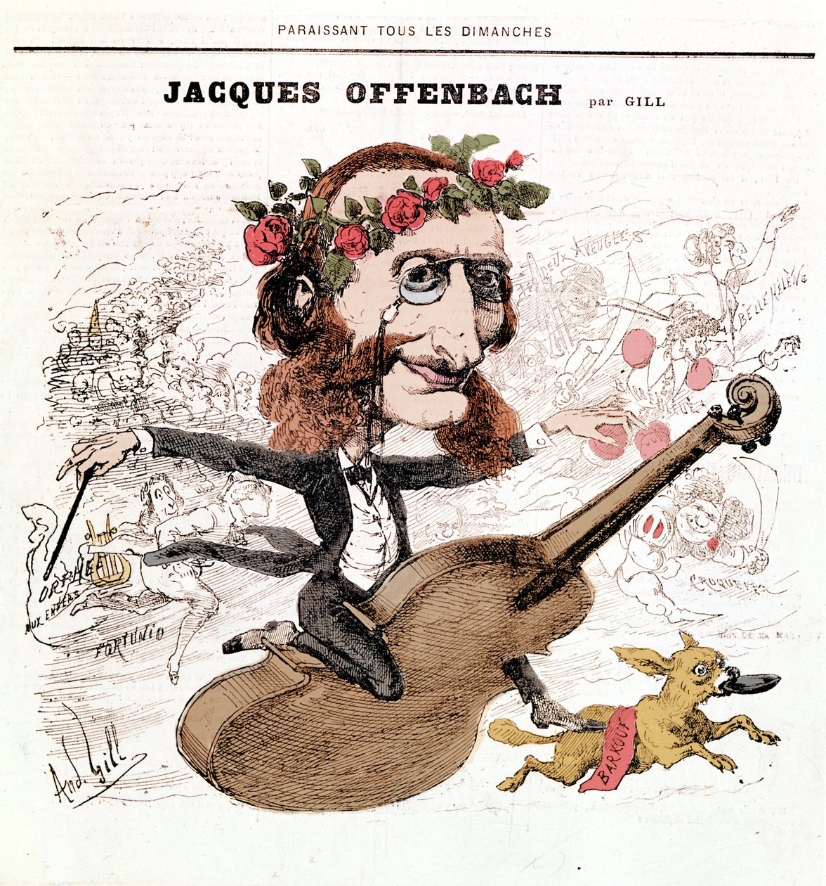 Jacques Offenbach (1819 - 1880), caricature par Gill - Andre Gill
