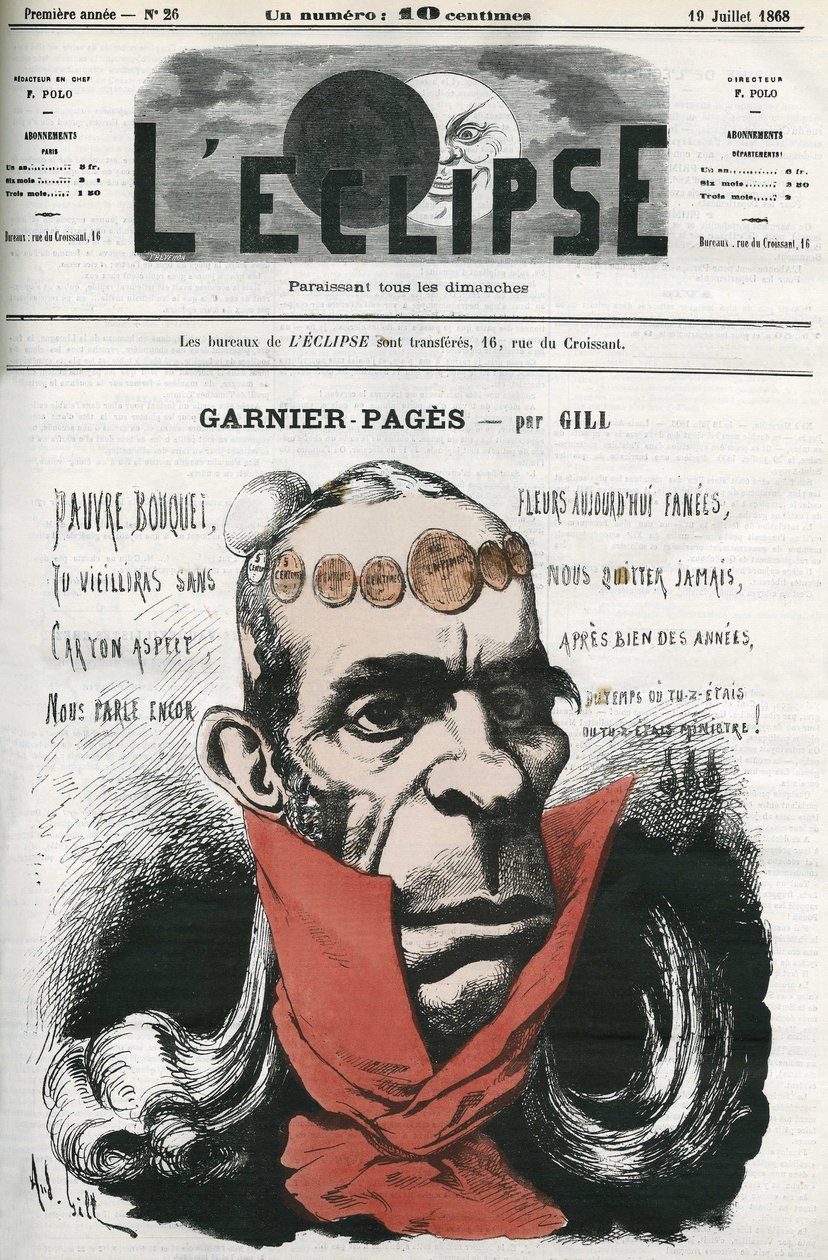 Louis Antoine Garnier-Pagès (1803-1878), politicien français. Couverture dans "L