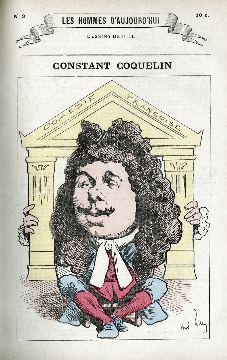 Portrait de Constant Coquelin (1841-1909), acteur de théâtre français. Caricature par Gill, Paris - Andre Gill