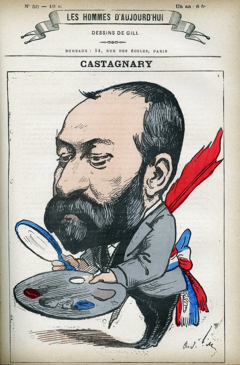 Porträt von Jules Castagnary (1830-1888), französischer Politiker, Anwalt, Journalist, Amateur und Kunstkritiker. Karikatur von Gill, Paris von Andre Gill