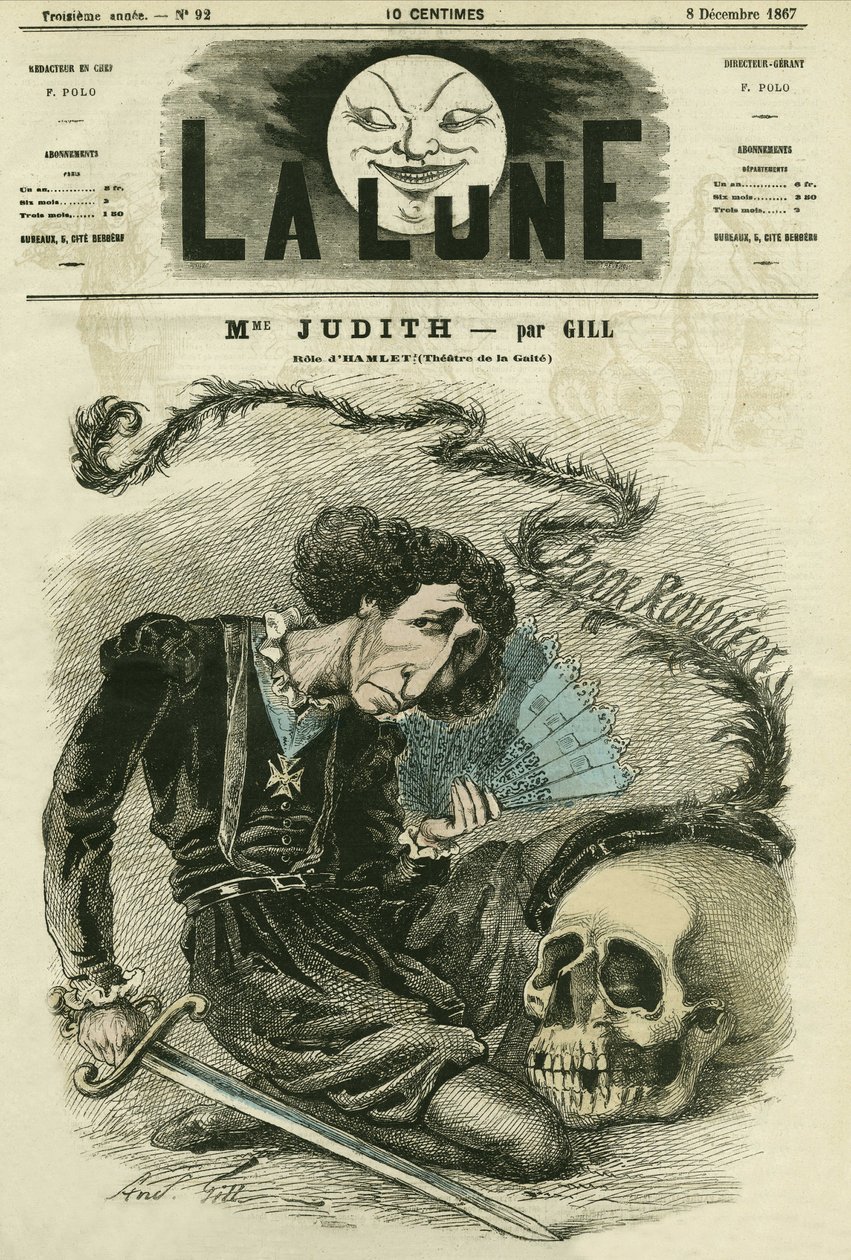 Portrait de Madame Judith (1827-? ), actrice française. Caricature de Gill, dans "La Lune", 8 décembre - Andre Gill
