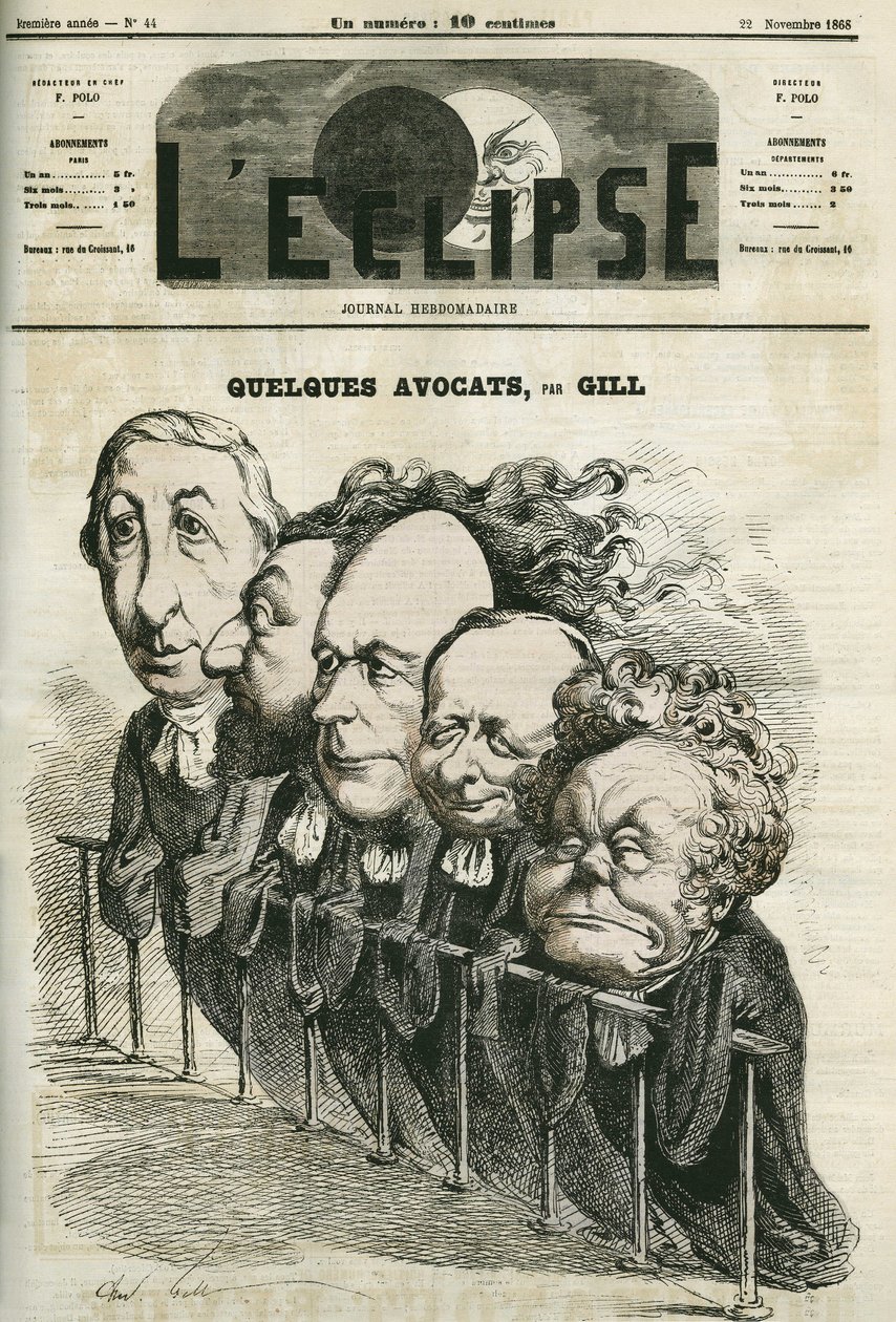 Quelques avocats, Emmanuel Arago (1812-1896), Léon Gambetta (1838-1882), Jules Grévy (1807-1891), Laurier et Adolphe Crémieux (1796-1880). Couverture dans « L