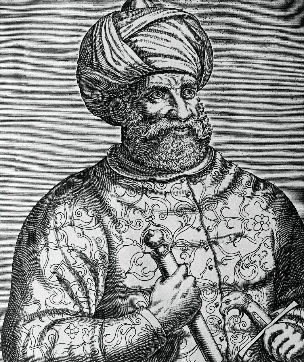 Portrait de Khayr al-Din, connu sous le nom de Barberousse (1465-1546), corsaire et amiral turc, gravure par André Thevet (1502-1590) - Andre Thevet