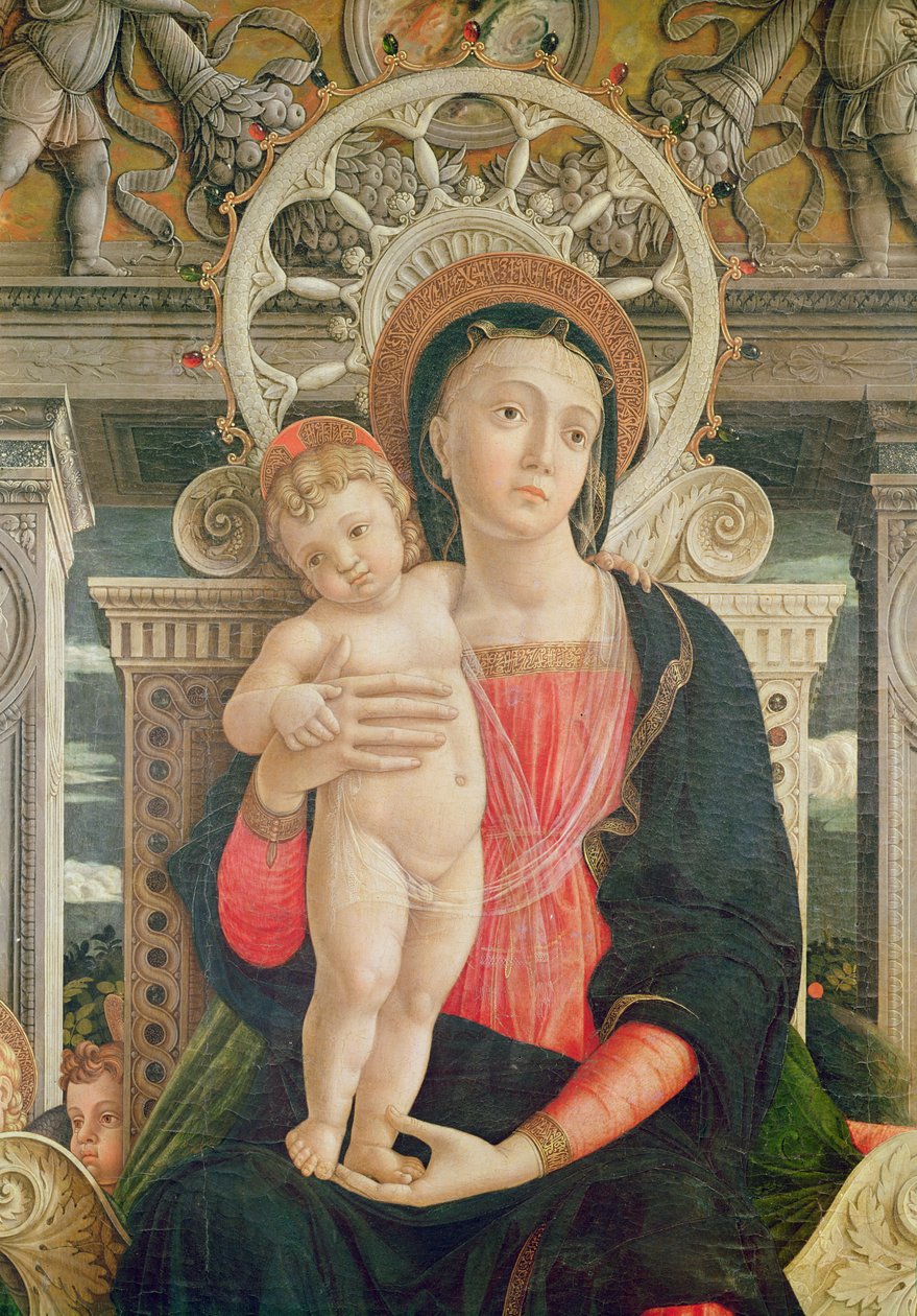Retable de Saint Zénon de Vérone, détail du panneau central représentant la Vierge et l