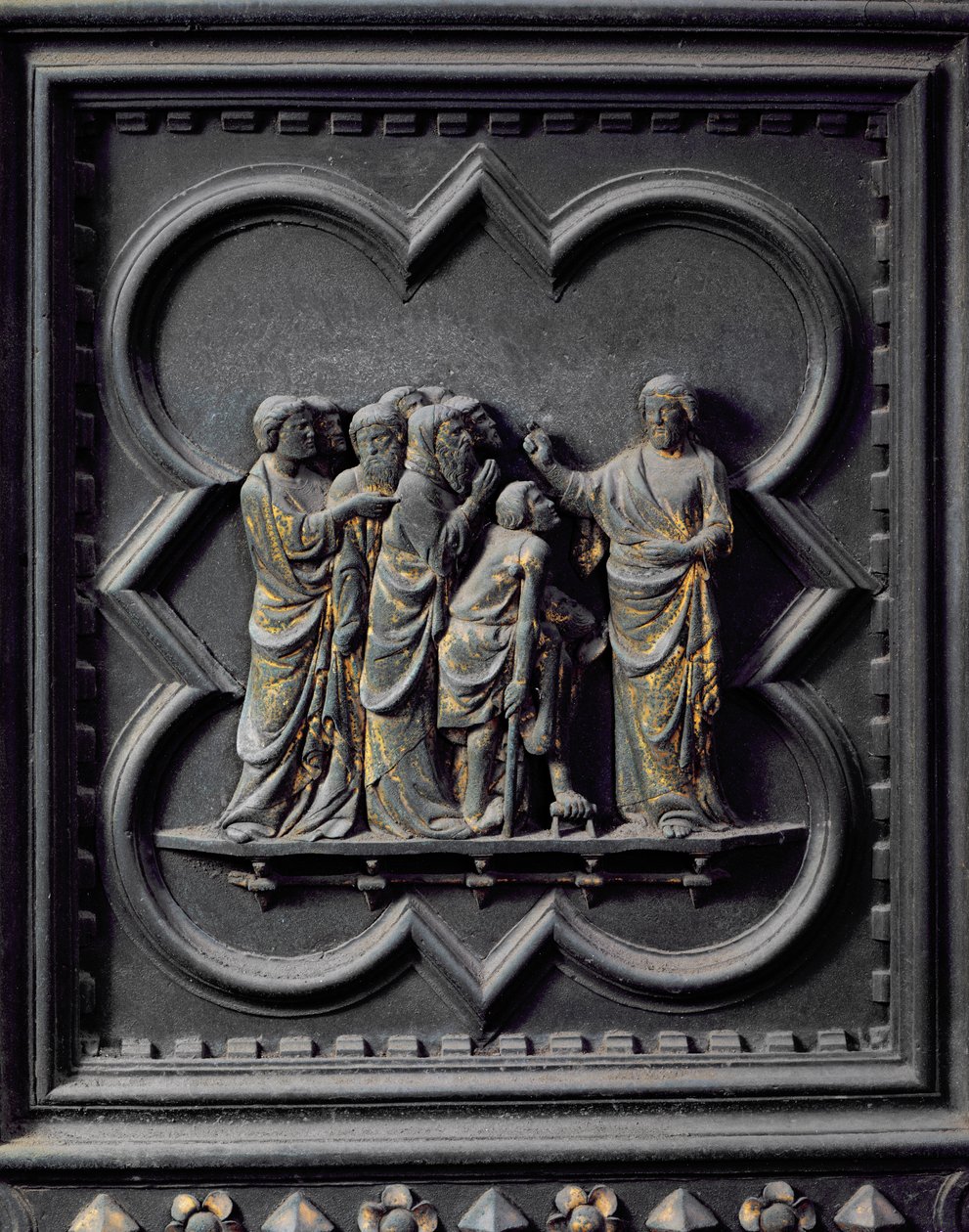Les disciples visitent Jésus, quatorzième panneau des portes sud du baptistère de San Giovanni, 1336 - Andrea Pisano