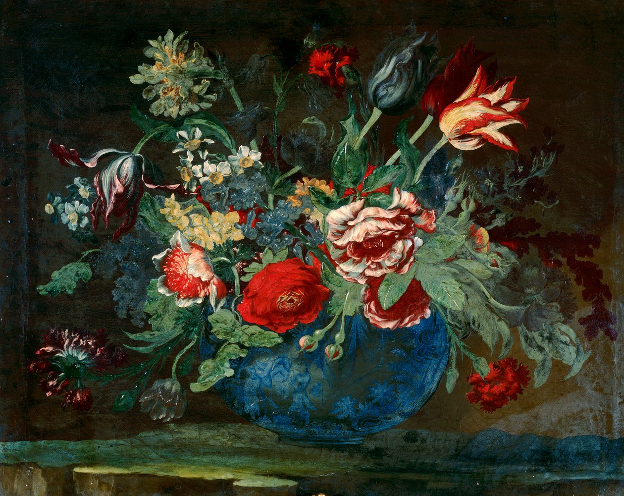 Bassin en porcelaine chinoise avec un bouquet de fleurs - Andrea the Elder Scacciati