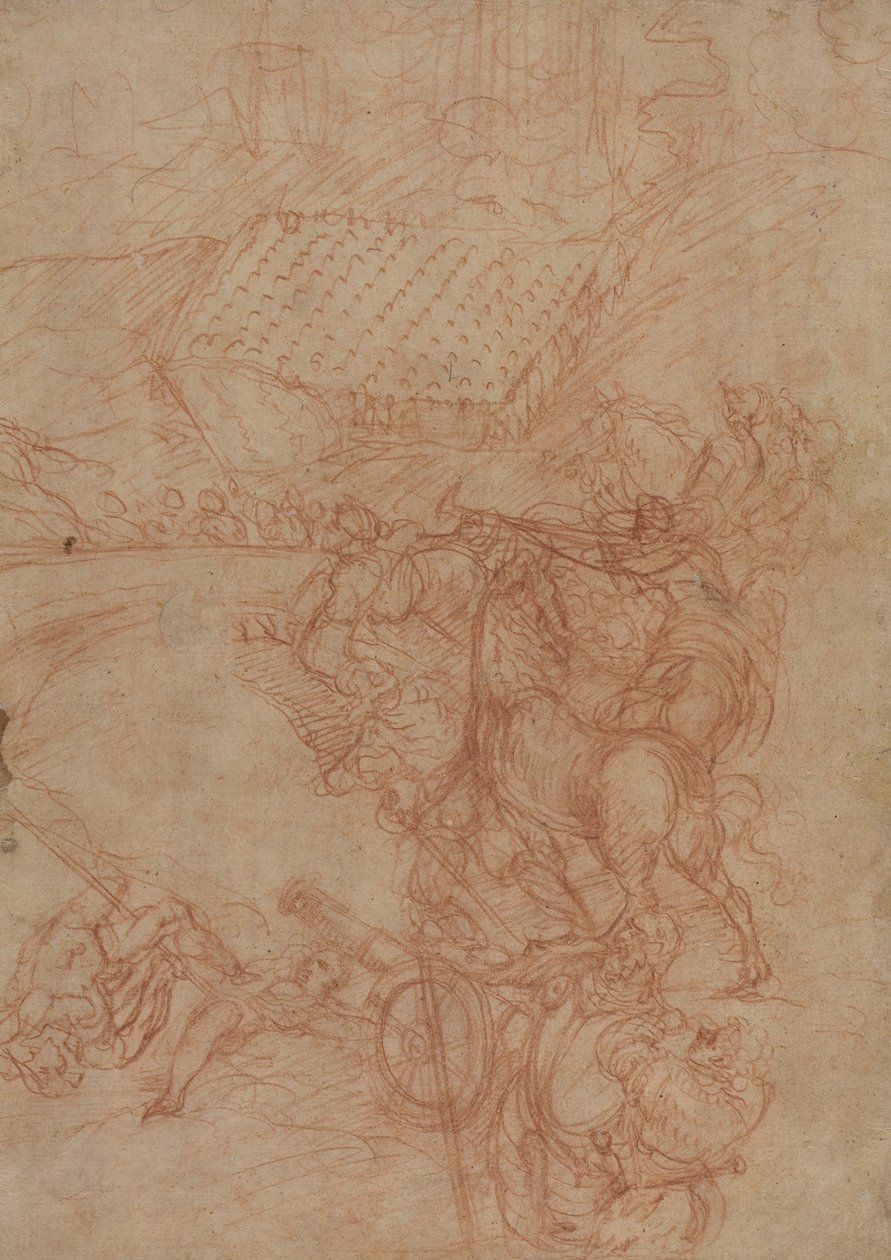 La bataille de Spoleto, vers 1575 (craie rouge sur papier) - Andrea (1539-1614) Vicentino